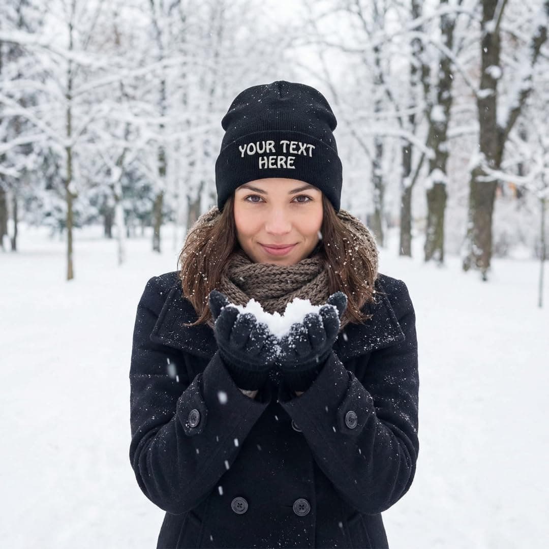 Winter Hat Beanie for Men &amp; Women Custom Personalized Text Name Embroidery Acrylic Skull Cap Hat Black : Clothing, Shoes &amp; Jewelry thumbnail 2