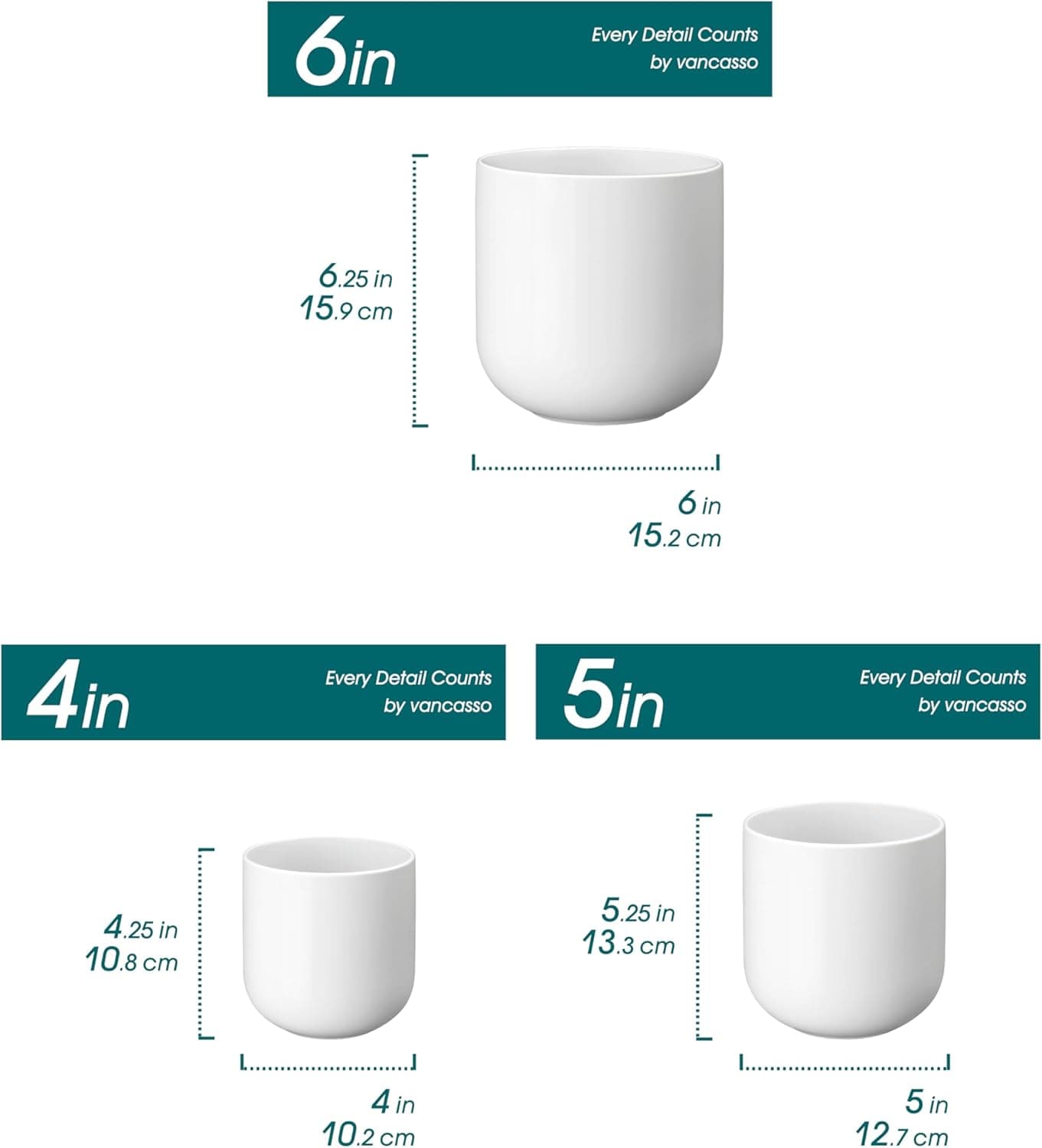 Vancasso Ceramic Plant Pots Set of 3 thumbnail 2