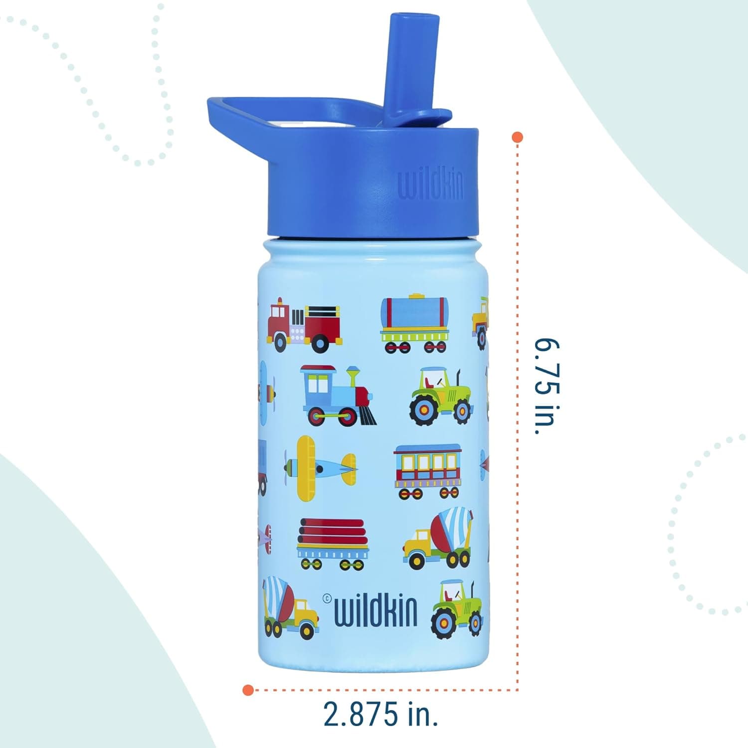 Wildkin Kids 14oz Stainless Steel Water Bottle - Trains, Planes & Trucks thumbnail 3