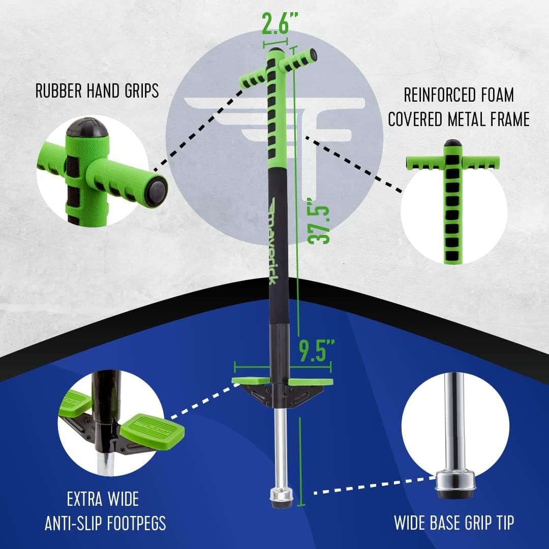 Flybar Maverick Foam Pogo Stick for Kids Age 5 and Up, 40 to 80 Pounds, Pogo Stick for Boys and Girls (Green) : Toys &amp; Games thumbnail 5