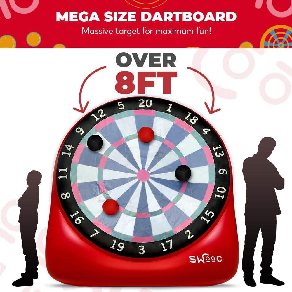 Swooc Games - Premium Inflatable Giant Kick Darts (15+ Ways to Play) - Jumbo Soccer Dartboard with Air Pump - Big Carnival Games - Giant Outdoor Games - Oversized Dart Board Yard &amp; Lawn Game : Sports &amp; Outdoors thumbnail 5