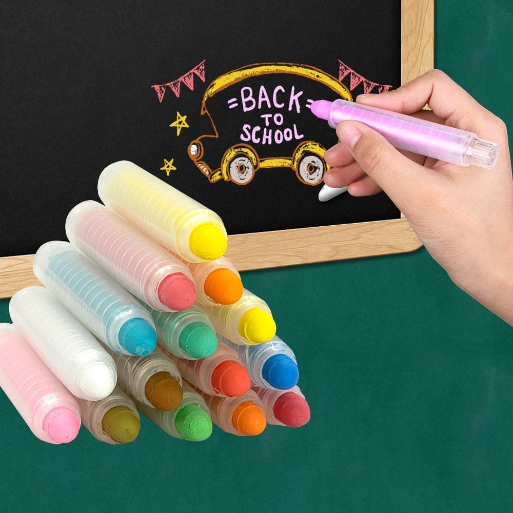 Dr. Magnet 12pcs Dustless Chalk for Chalkboard, Sidewalk Chalk with Holder, Non-Toxic Washable Chalk, Colored Chalkboard Chalk for Outdoor, Doodling, Drawing, Writing : Office Products thumbnail 5