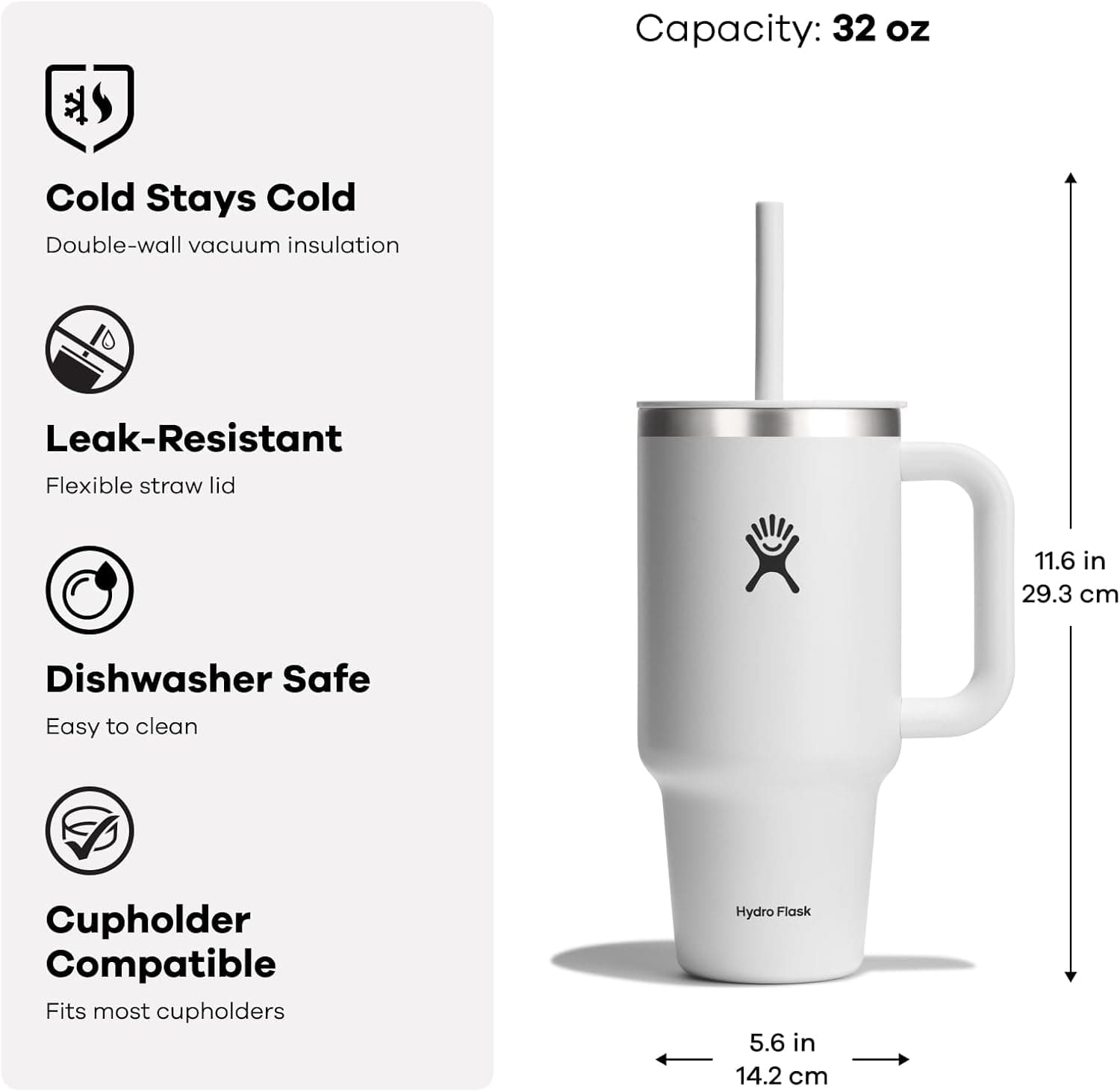 Hydro Flask Travel Tumbler with Handle, Lid and Straw - 32 Oz Oat Tan thumbnail 2
