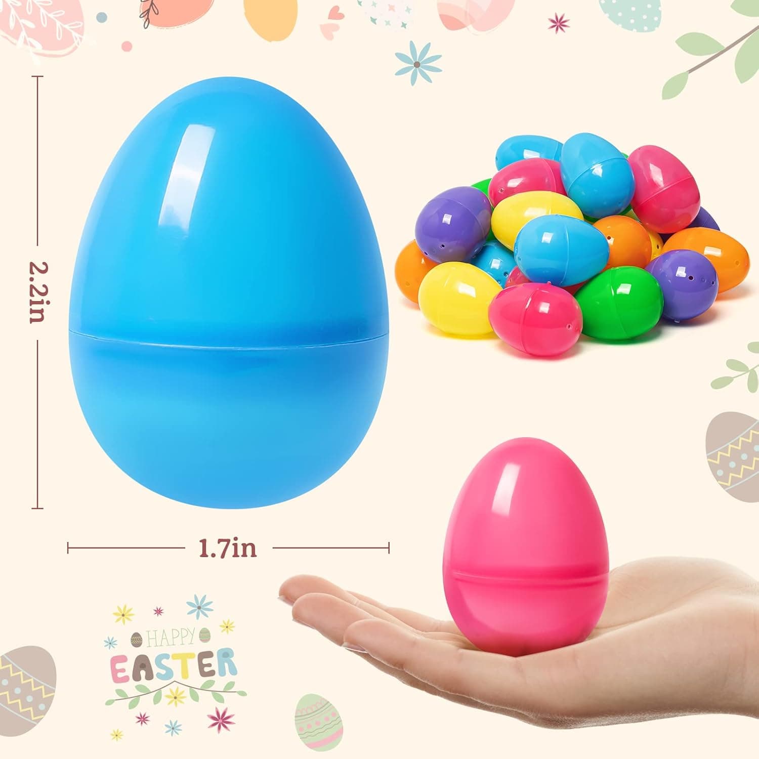Duchong 1500 Count Fillable Plastic Easter Eggs - 2.4" in 8 Colors thumbnail 4