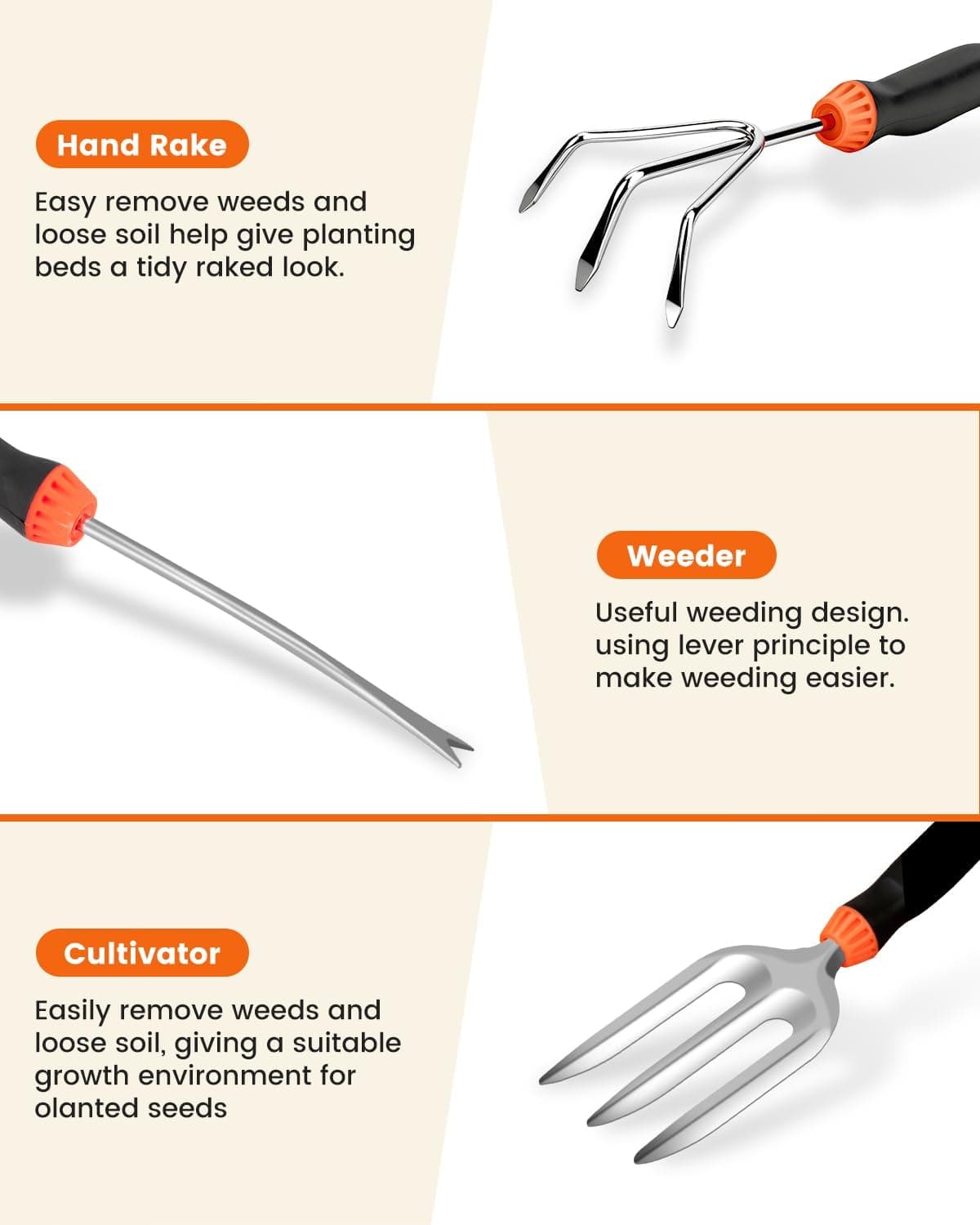 LANNIU Garden Tool Set - 7 Piece Stainless Steel Gardening Tools with Floral Tote Bag thumbnail 3