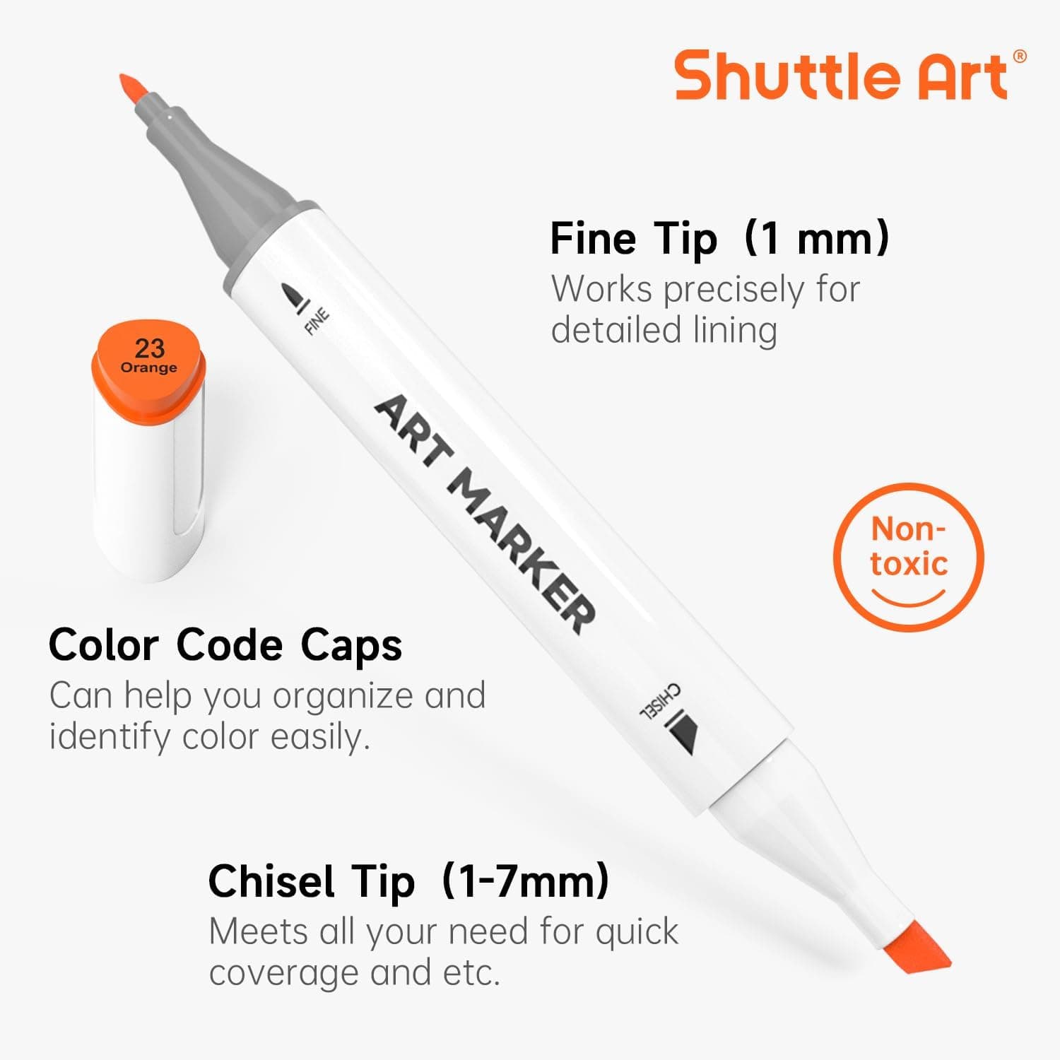 Shuttle Art 51 Colors Alcohol Markers, 50 Colors Dual Tip Art Marker Set Plus 1 Colorless Blender with Marker Case Perfect for Illustration Students Adult Coloring Sketching : Arts, Crafts &amp; Sewing thumbnail 3
