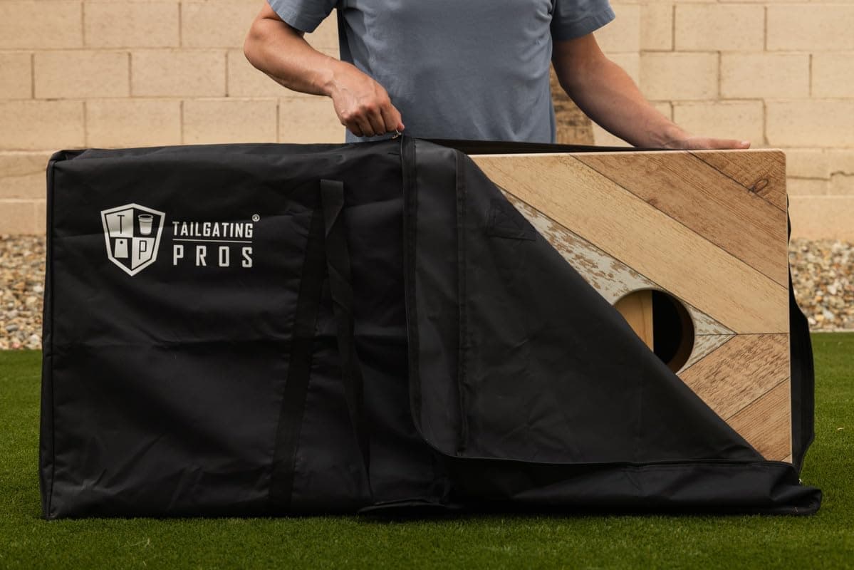 Tailgating Pros Cornhole Boards 4x2 Official Regulation Size – Wooden Design Cornhole Game Set with 8 Bean Bags, Carrying Case &amp; Tote – Outdoor Tailgate Yard Game : Sports &amp; Outdoors thumbnail 2