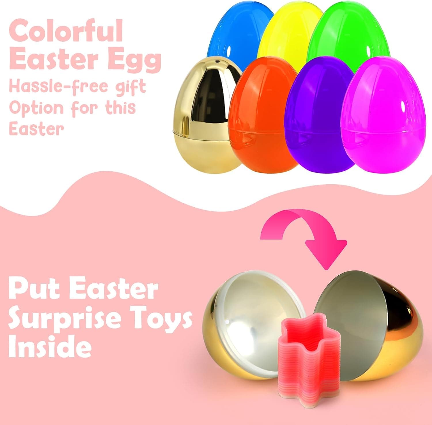 100 Pack Prefilled Easter Eggs with Assorted Toys and 6 Golden Eggs thumbnail 3