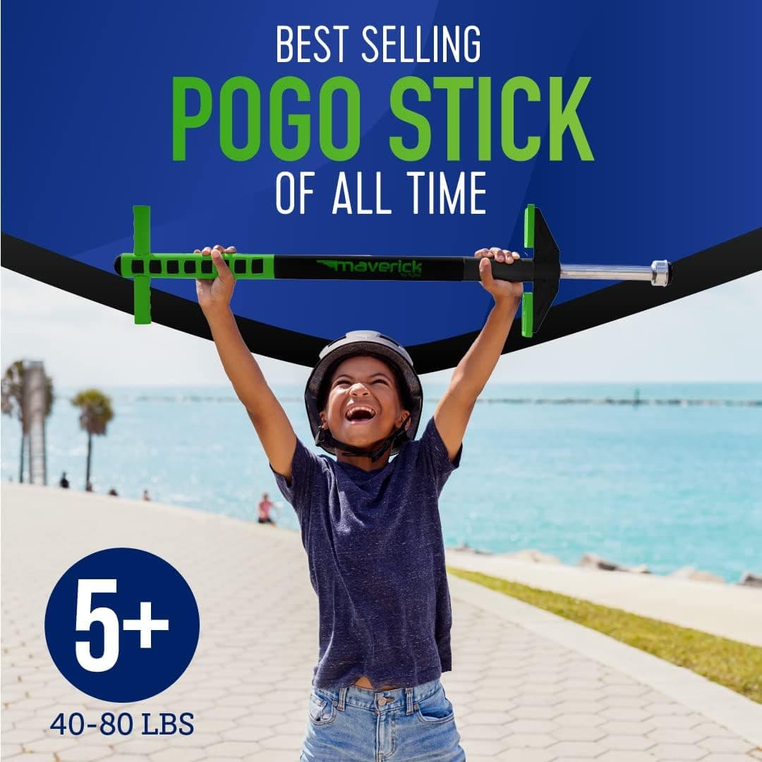 Flybar Maverick Foam Pogo Stick for Kids Age 5 and Up, 40 to 80 Pounds, Pogo Stick for Boys and Girls (Green) : Toys &amp; Games thumbnail 2