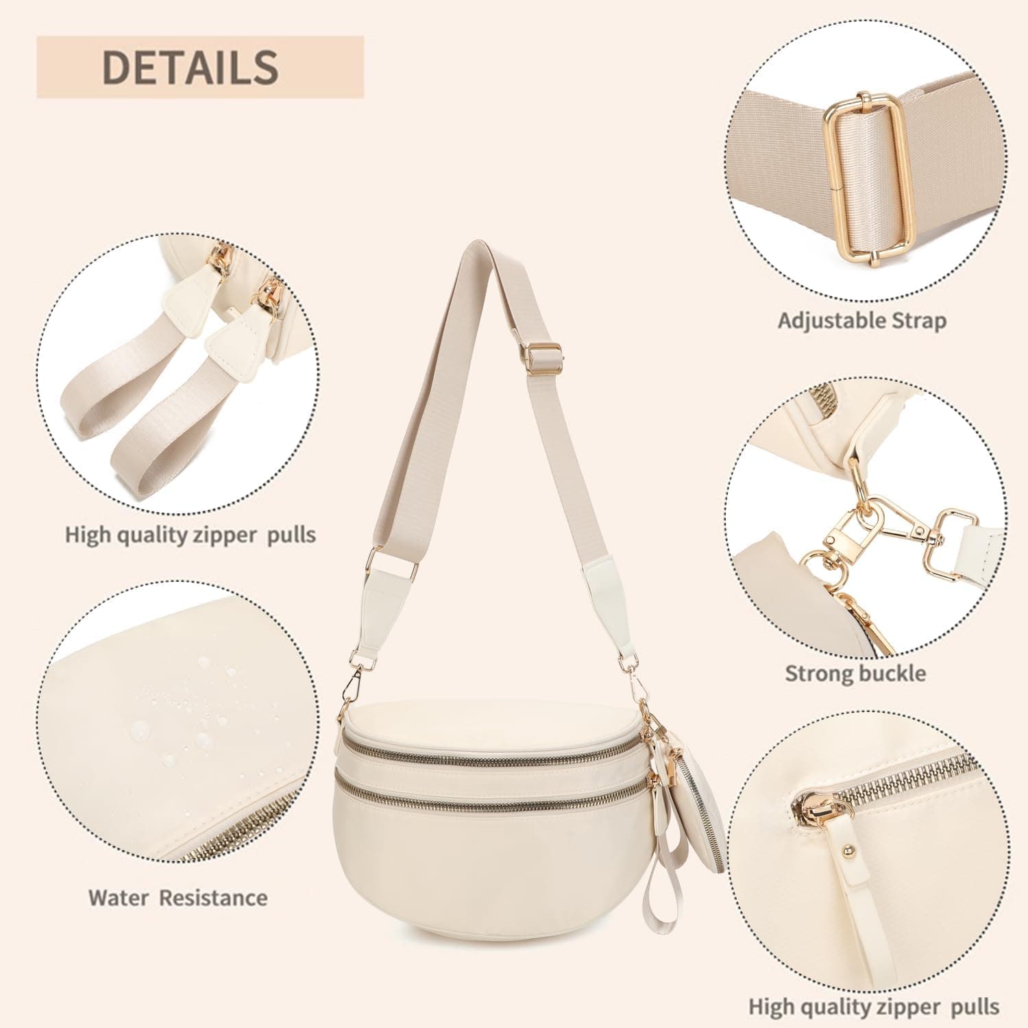 Pallocoo Checkered Crossbody Bag for Women - Nylon Sling Bags with Shoulder Strap, Wallets Purse Handbags (Beige) : Clothing, Shoes &amp; Jewelry thumbnail 4