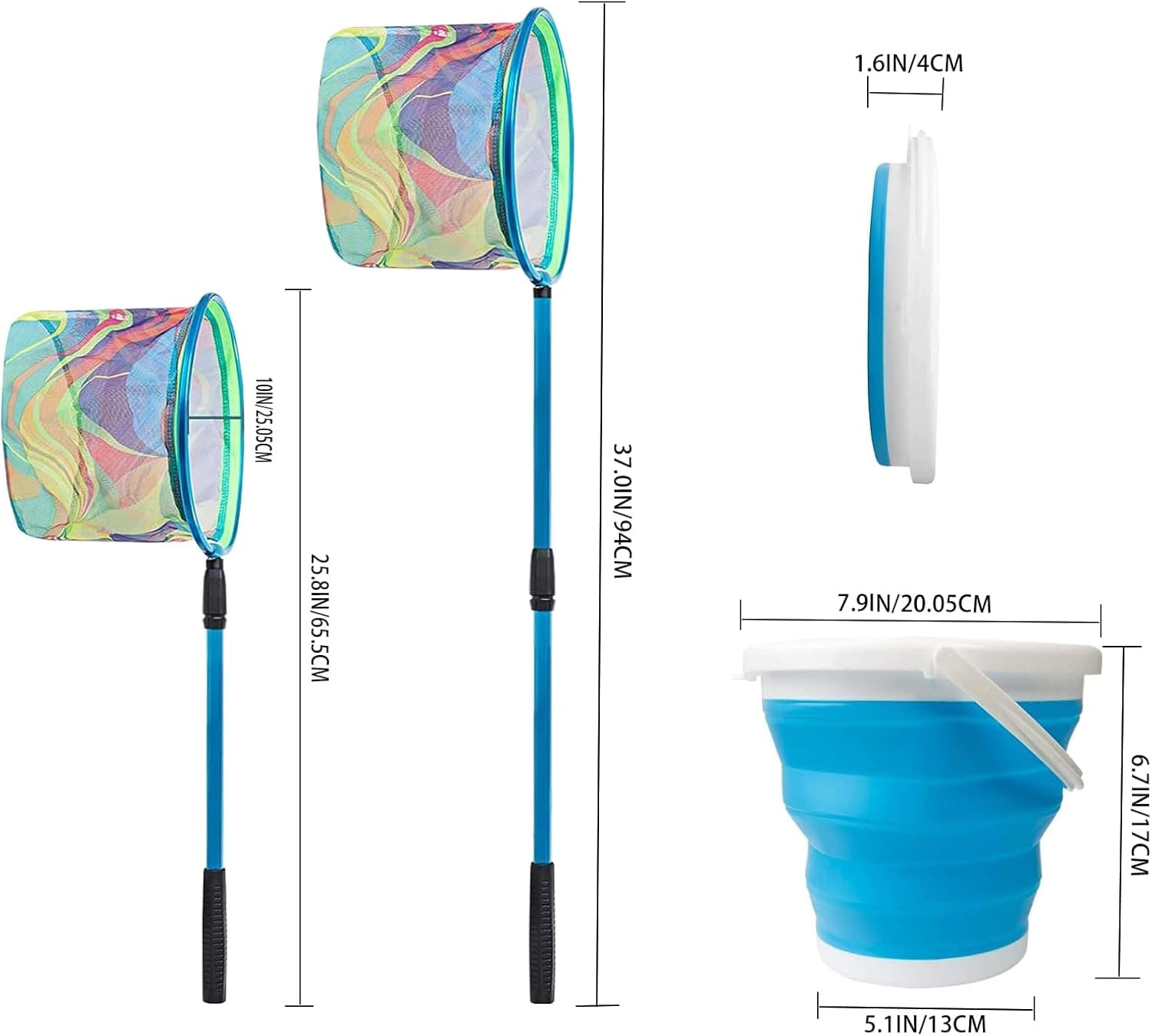 LPEIEB Fishing Nets with Bucket Fishing Retractable Landing Net Lightweight Aluminum Pole with Non-Slip Handle for Catch and Release and Release Frogs Butterfly Youth Outdoor : Sports &amp; Outdoors thumbnail 3