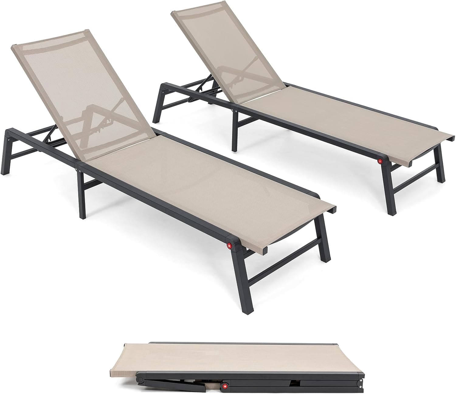 U ULAND Chaise Lounge Outdoor, Aluminum Outdoor Chaise Lounge Set of 2 Assemble-Free, Patio Lounger Poolside Lay Flat Sunbathing Adjustable Backrest Pool Lounge Chair : Patio, Lawn &amp; Garden — Spring Gift Ideas gift idea