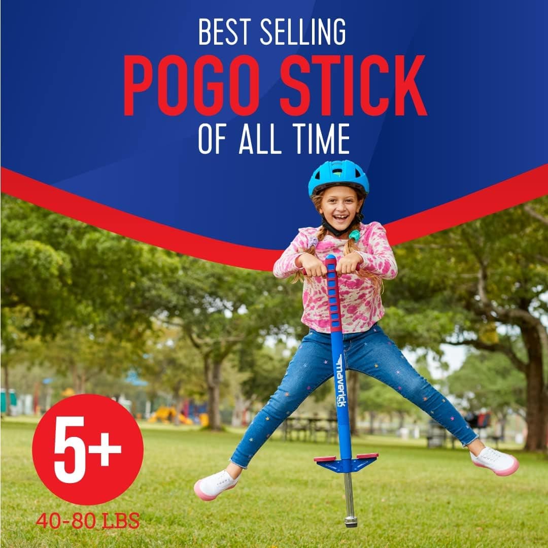 Flybar Maverick Foam Pogo Stick for Kids Age 5 and Up, 40 to 80 Pounds, Pogo Stick for Boys and Girls (Red/Blue) : Toys &amp; Games thumbnail 3