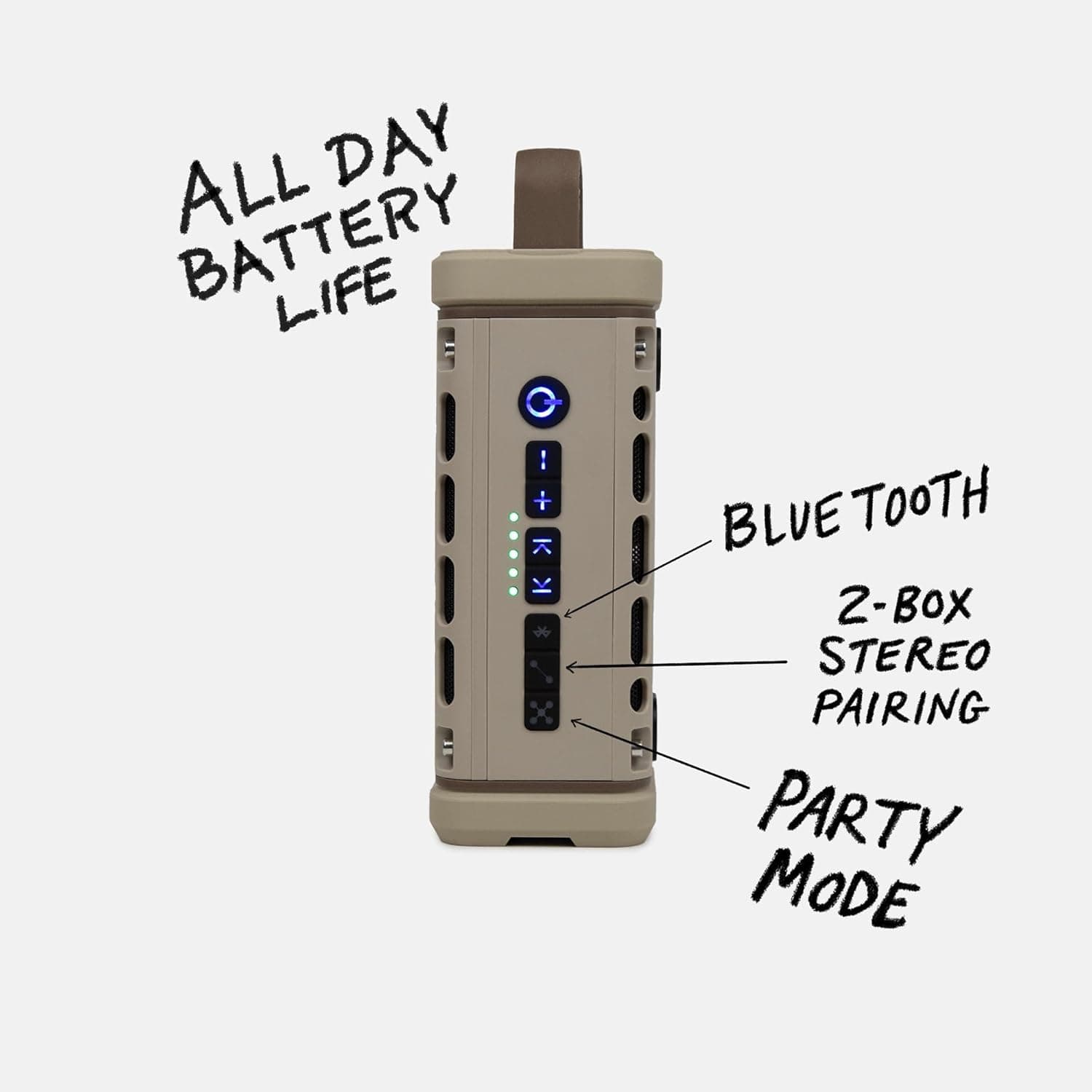 Turtlebox Ranger: Loud! Outdoor Portable Bluetooth 5.4 Speaker | Rugged, Waterproof, Ultra-Portable | Plays to 105db, Deep Bass, Shockproof, Unlimited Pairing for Full Stereo Experience, Tan : Electronics thumbnail 3