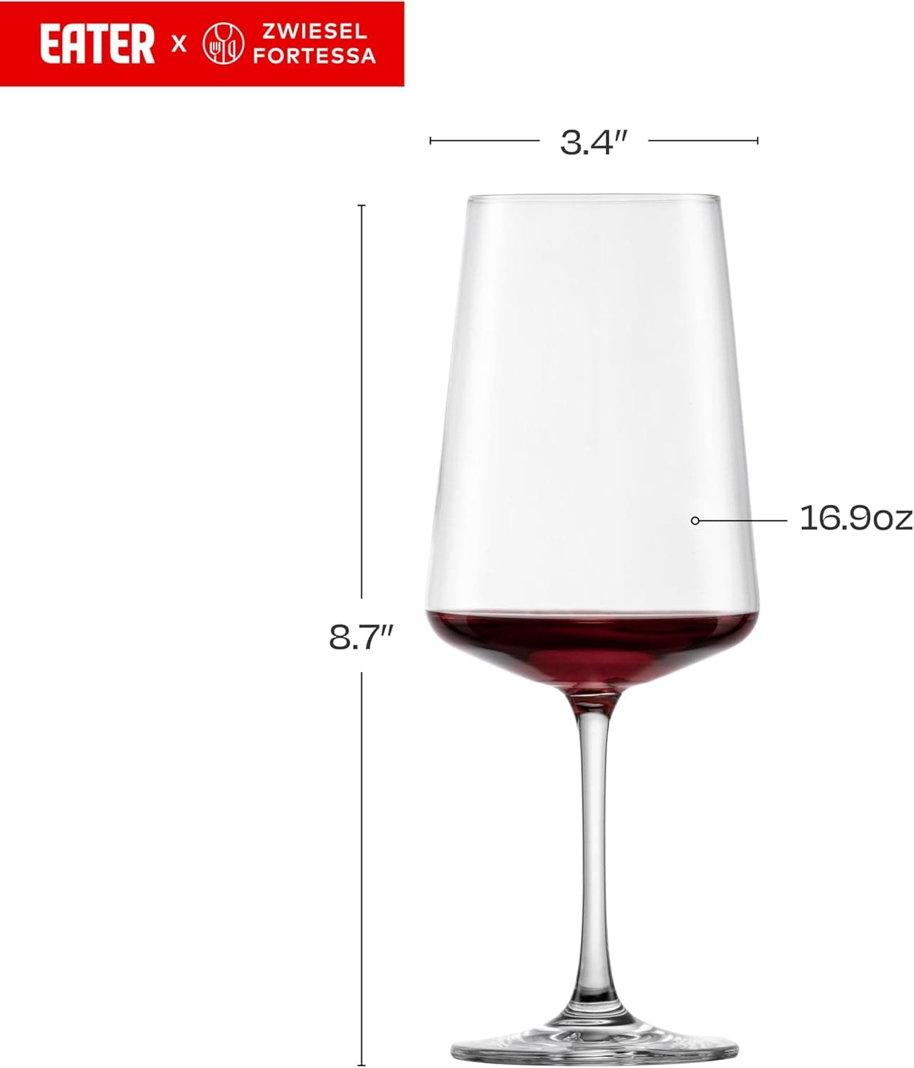 Eater x Zwiesel Fortessa Modus Crystal Glass, 17 Ounce Red Wine (Set of 8), Clear : Health &amp; Household thumbnail 2
