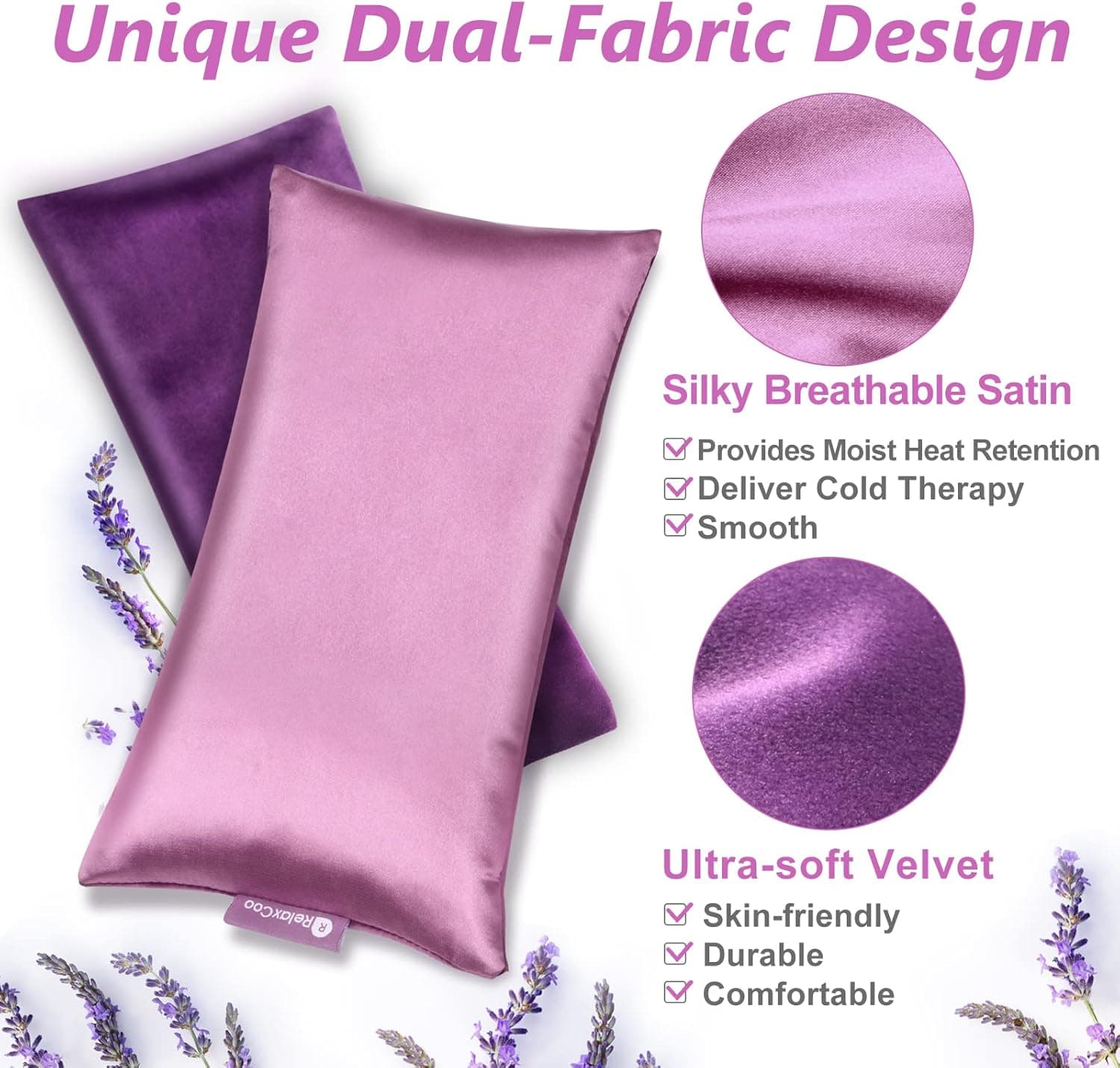 RelaxCoo Lavender Eye Pillow with Weighted Heat Mask - Pack of 2 thumbnail 2
