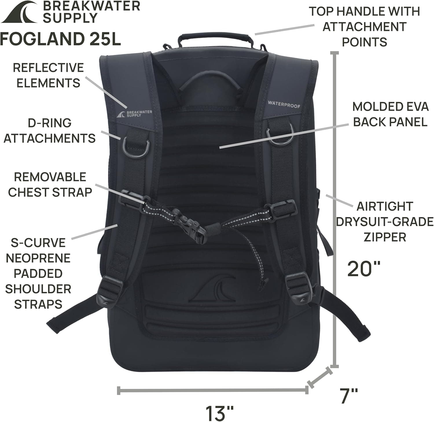 Breakwater Supply Fogland Waterproof IP68 Submersible Backpack - 25L thumbnail 5