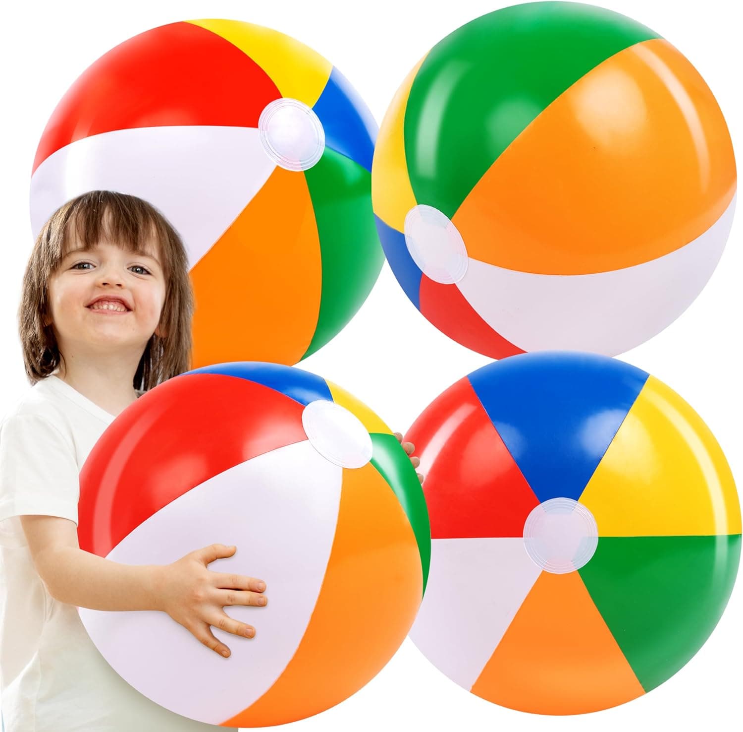 JOYIN 4-Pack 20" Rainbow Beach Balls image 1