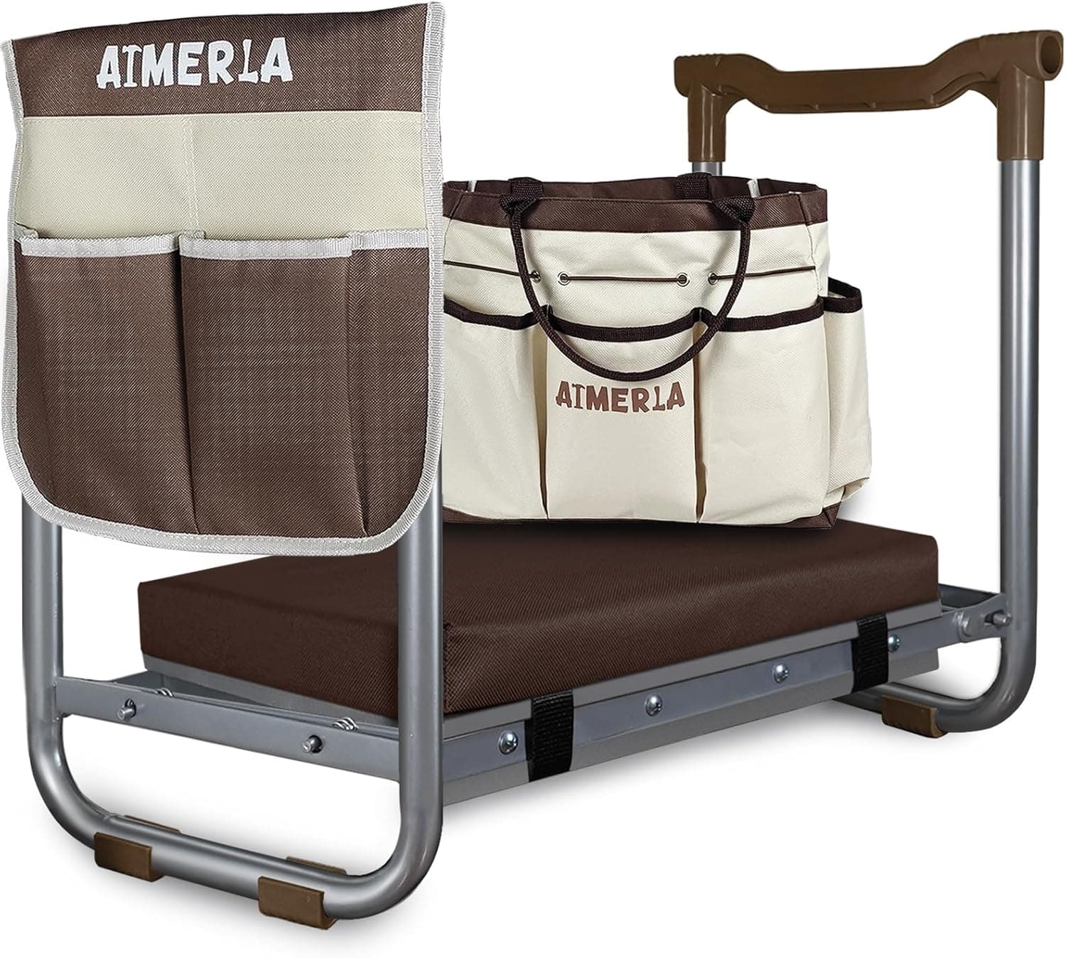 Aimerla K5 Foldable Kneeler Seat - Heavy Duty (Detachable Cloud Kneeler Pad) - Garden Stool - 2 Large Tool Bags - Portable Bench for Indoor &amp; Outdoor : Patio, Lawn &amp; Garden — gift idea