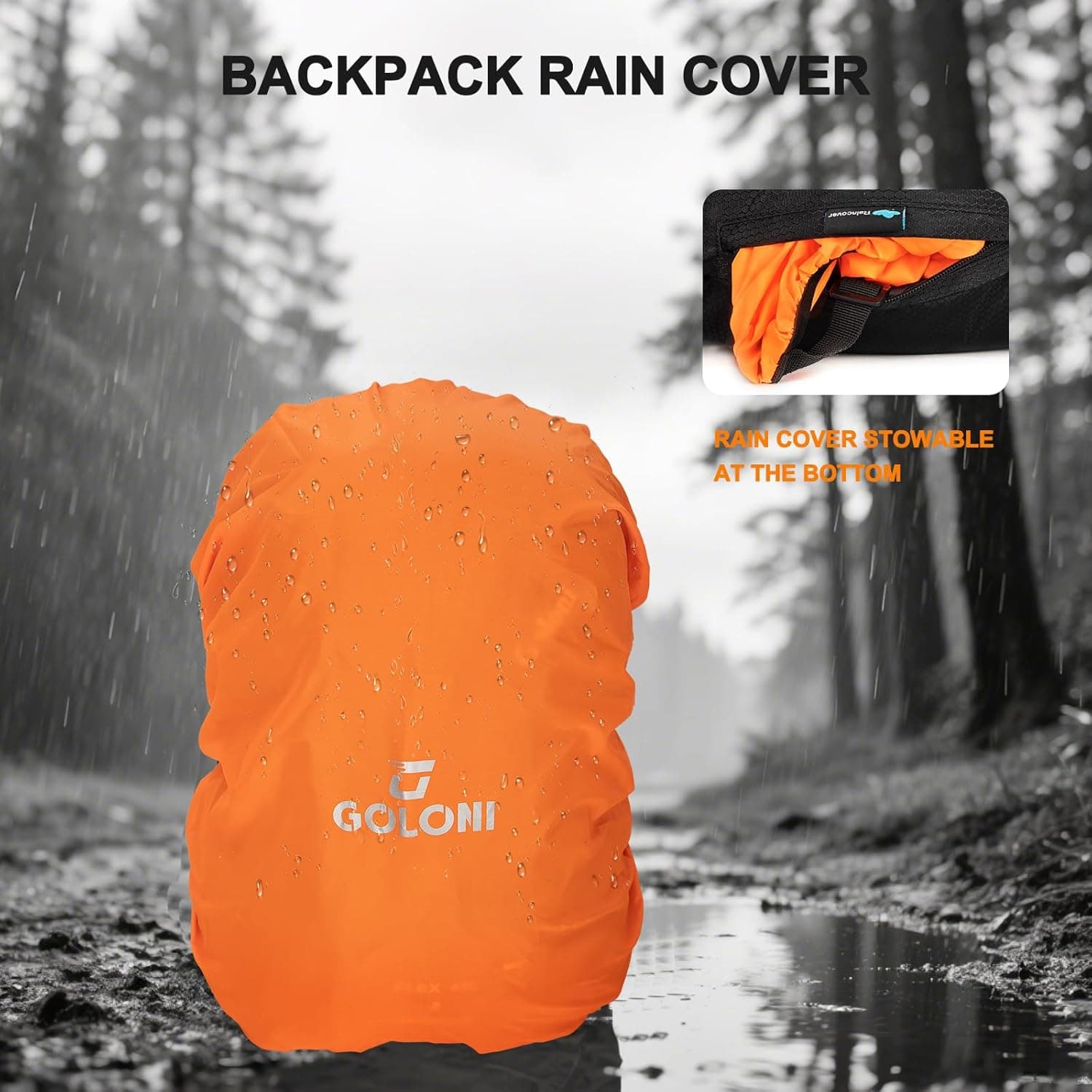 Goloni 45L Hiking Backpack Lightweight Foldable, Waterproof Camping Backpack with Rain Cover &amp; Hiking Pole Mat Carrying System, Ergonomic Water Resistant Daypack for Trekking Travel Men Women,Black : Sports &amp; Outdoors thumbnail 3