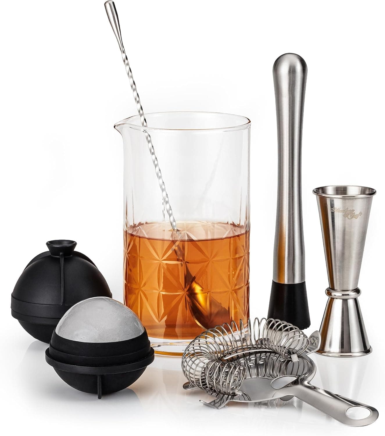 Mixology &amp; Craft Cocktail Set - 8-Piece Bartender Kit with Mixing Glass Set, Japanese Jigger, Spoon, Muddler, and Strainer - Perfect for Old Fashioned Cocktails and Home Bars: Home &amp; Kitchen — Easter Gifts gift idea