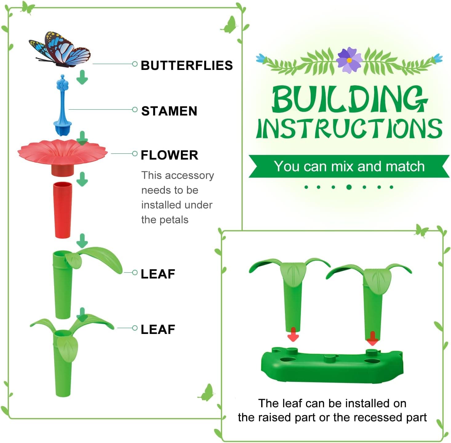 SpringFlower Toys for Girls 3 4 5 6 7 Years Old, Flower Garden Building Kit with Storage case,Educational STEM Toy and Preschool Garden Play Set for Toddlers, for Kids,148pcs : Toys &amp; Games thumbnail 4