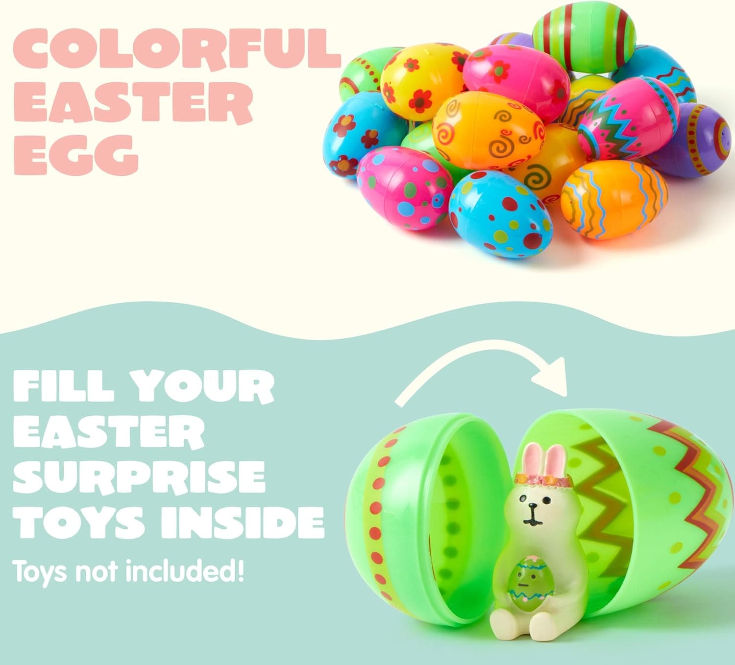 JOYIN Toy 36 PCs Plastic Printed Bright Easter Eggs, Over 3.15 thumbnail 4