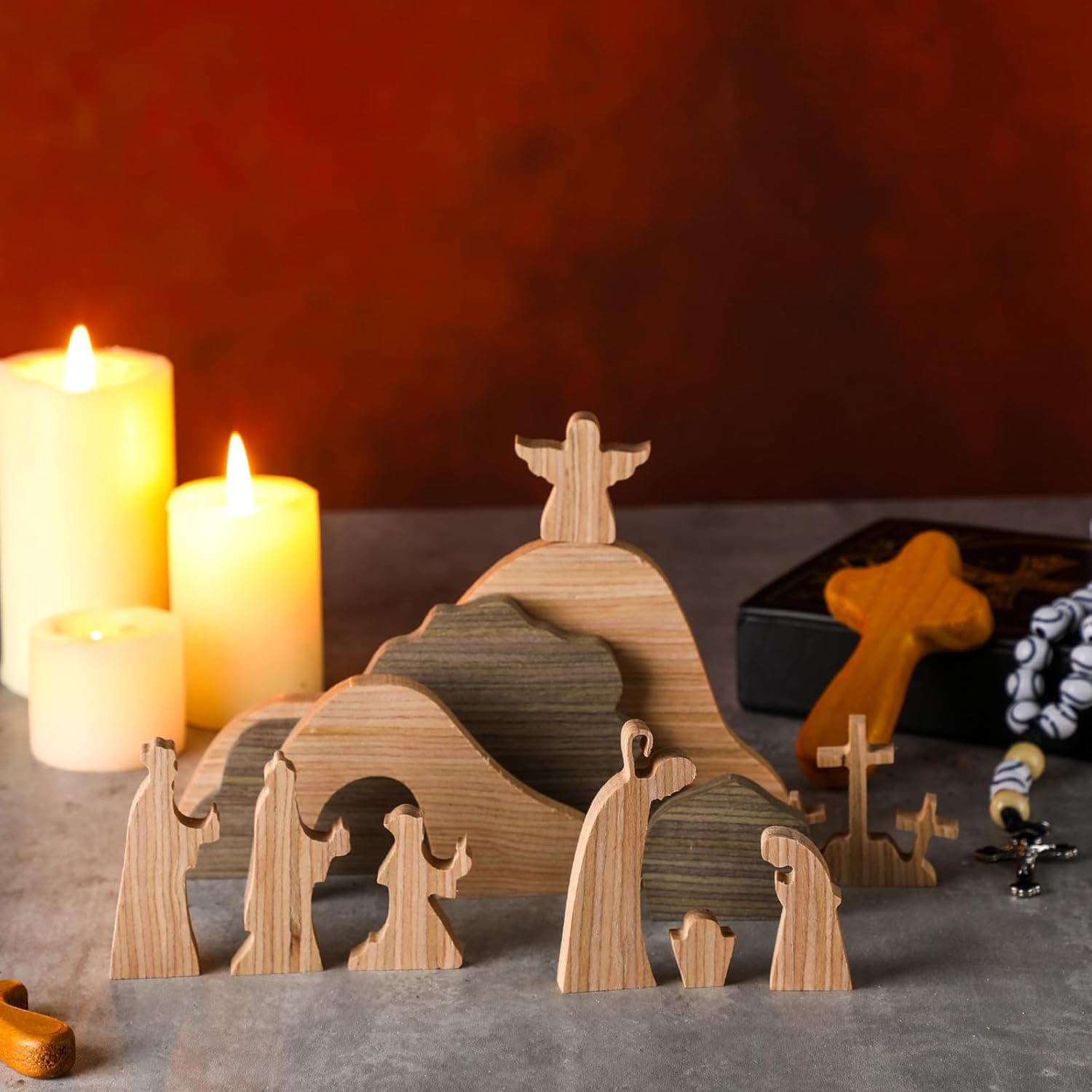 Colingmill 12-Piece Wooden Easter Resurrection Scene with Cross Decorations thumbnail 4