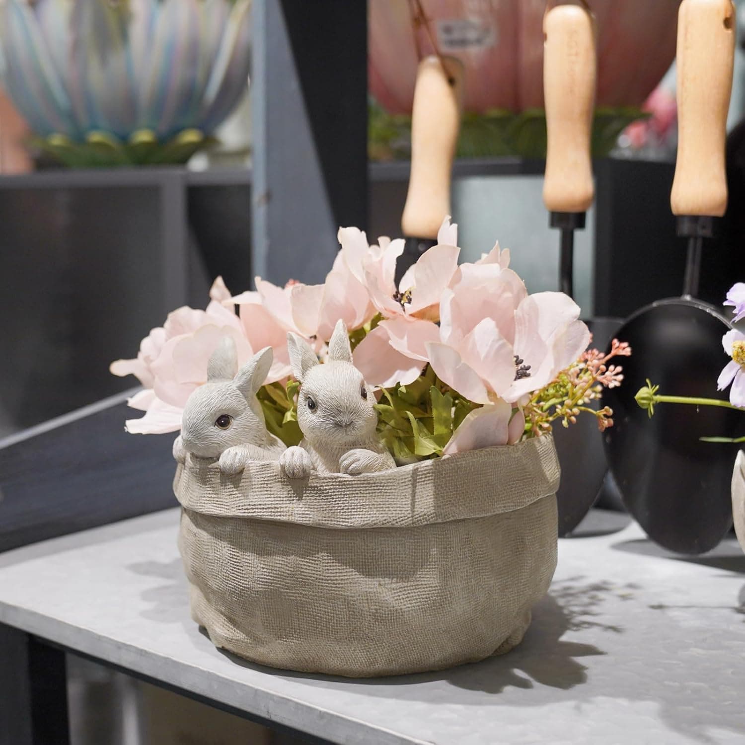 Newman House Studio Spring Bunny Flower Pot Easter-Decor - Decorative Garden Pots Cactus-Succulents Bunny Flower Pots Indoor Outdoor Plant Pots for Home Farmhouse Décor 7.5 * 7.4 * 6.1 Inch : Patio, Lawn &amp; Garden thumbnail 4