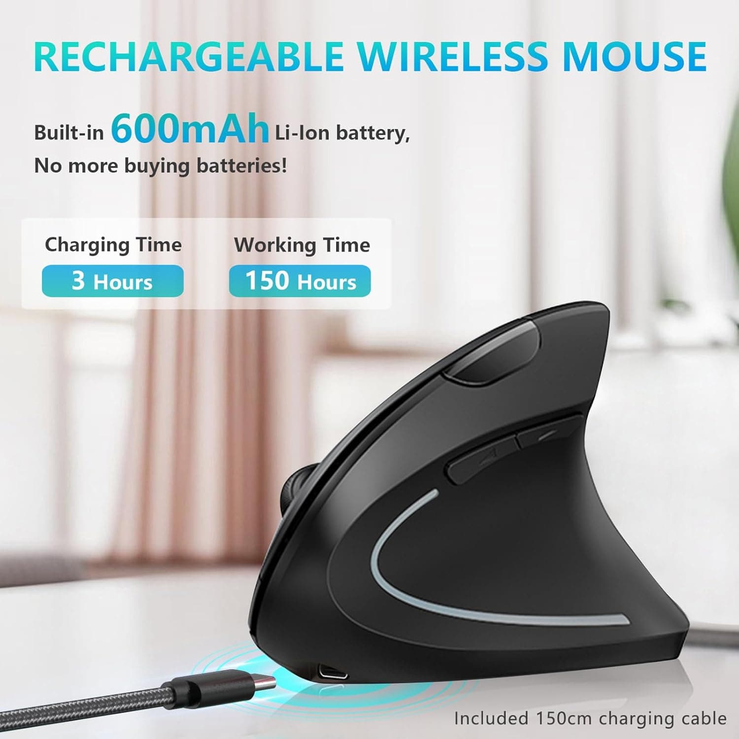 LEKVEY Ergonomic Vertical Wireless Mouse thumbnail 3