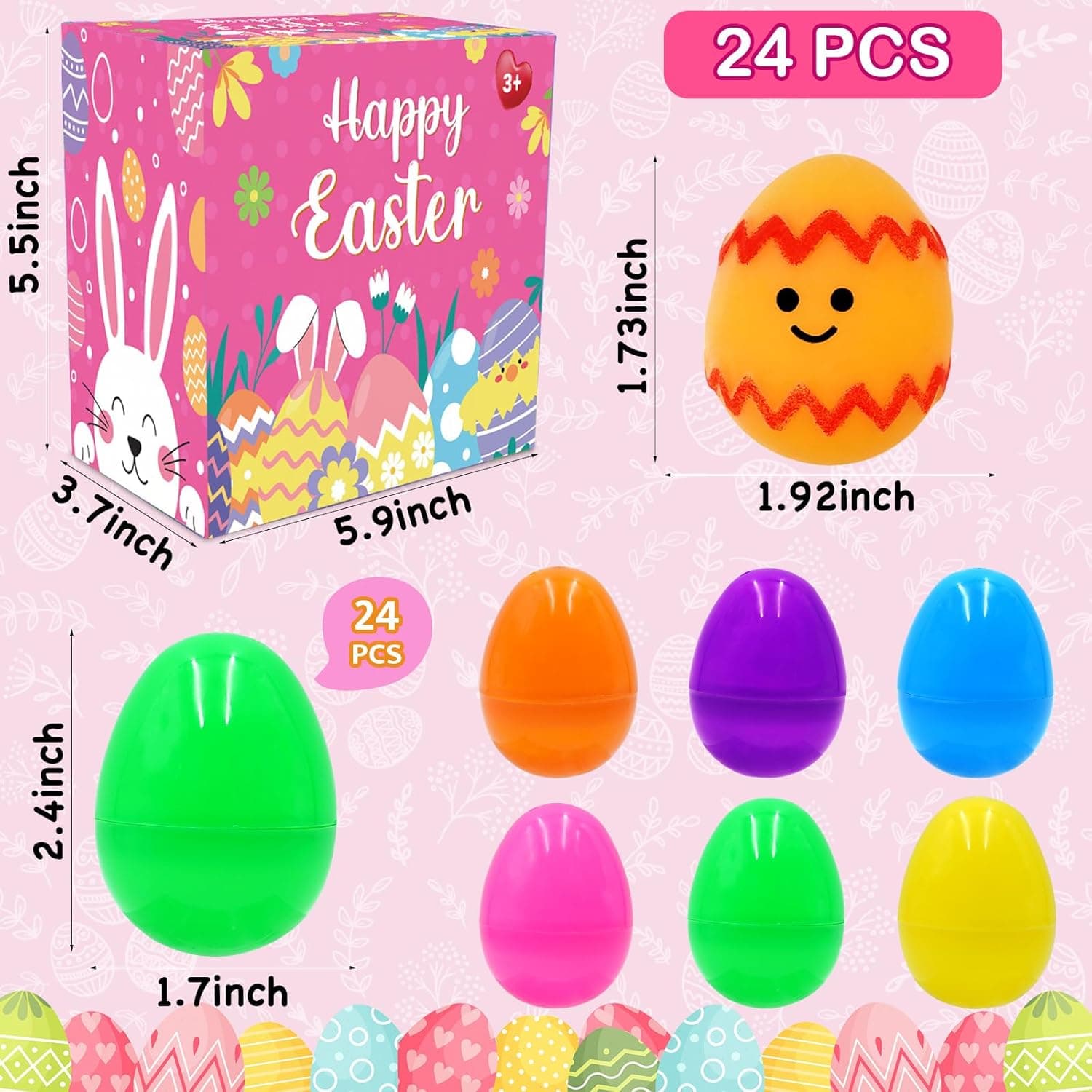 PIONJOY 24 Pack Easter Egg Fillers Mochi Squishies Toys thumbnail 3