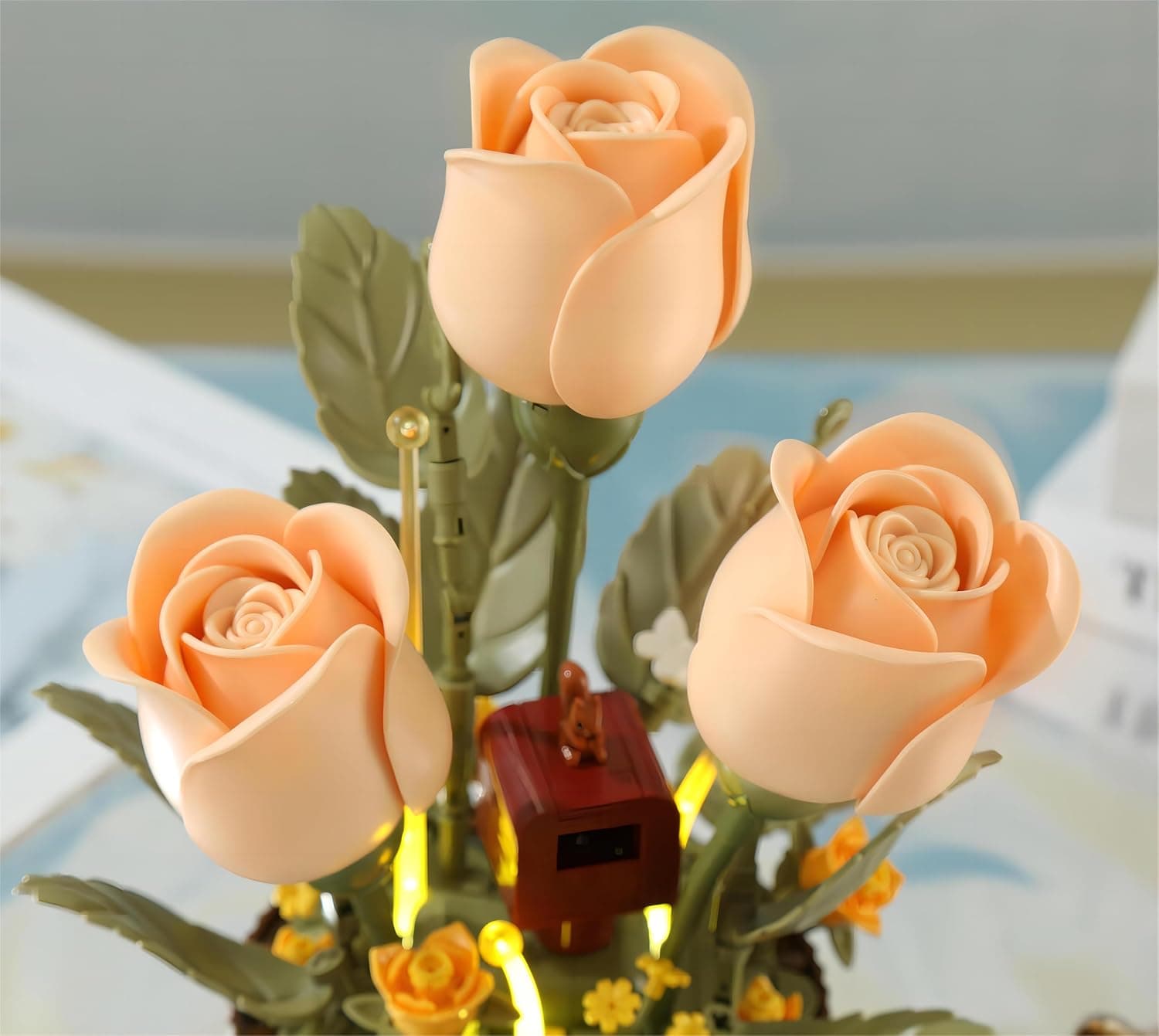 Yushinv Electric Flower Bouquet Building Set with Remote Control Spray-Bottle, 255 PCS,Original Music (Type :Symphony) Motorized Roses Flowers STEM Construction Kit, Automatic Blooming Bouquet : Toys &amp; Games thumbnail 4