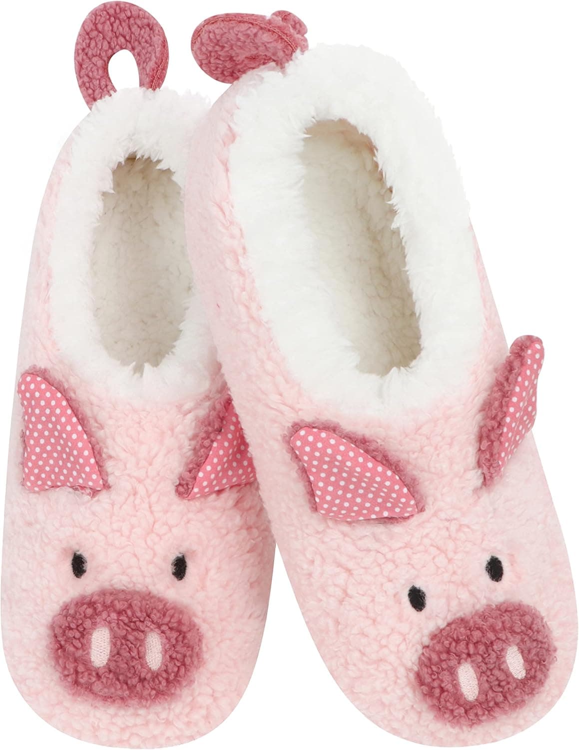 Snoozies Animal Slipper Socks for Women, Fuzzy Slippers Soft Non-Slip with Sherpa Lining, Cute Slippers (Pig, Large) | Slippers image 1