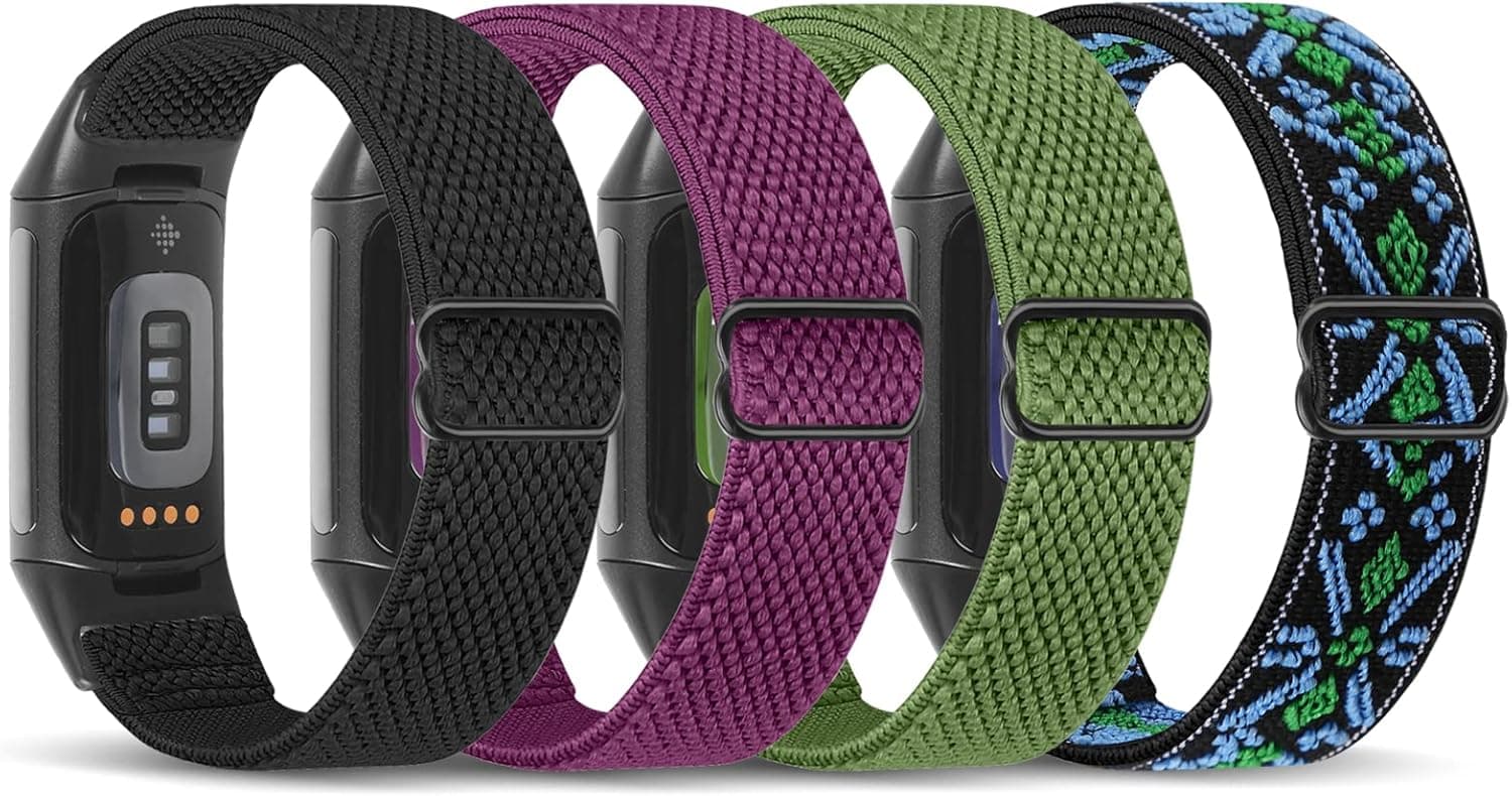 enkic Elastic Nylon Bands for Fitbit Charge 5/6 - 4 Pack image 1