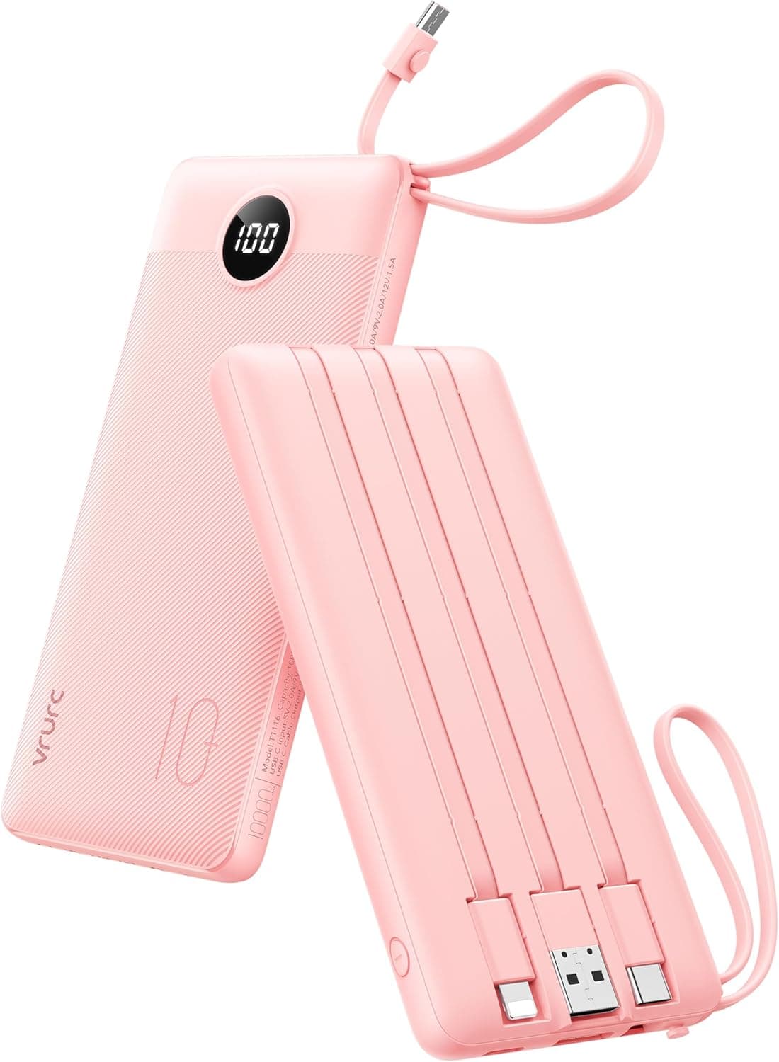 VRURC Portable Charger Power Bank 10000mAh - Pink image 1