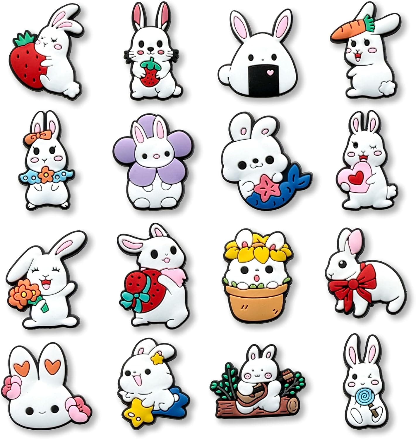 16Pcs Bunny Shoe Charms for Croc Clog Sandals Bracelets Decoration : Clothing, Shoes &amp; Jewelry image 1
