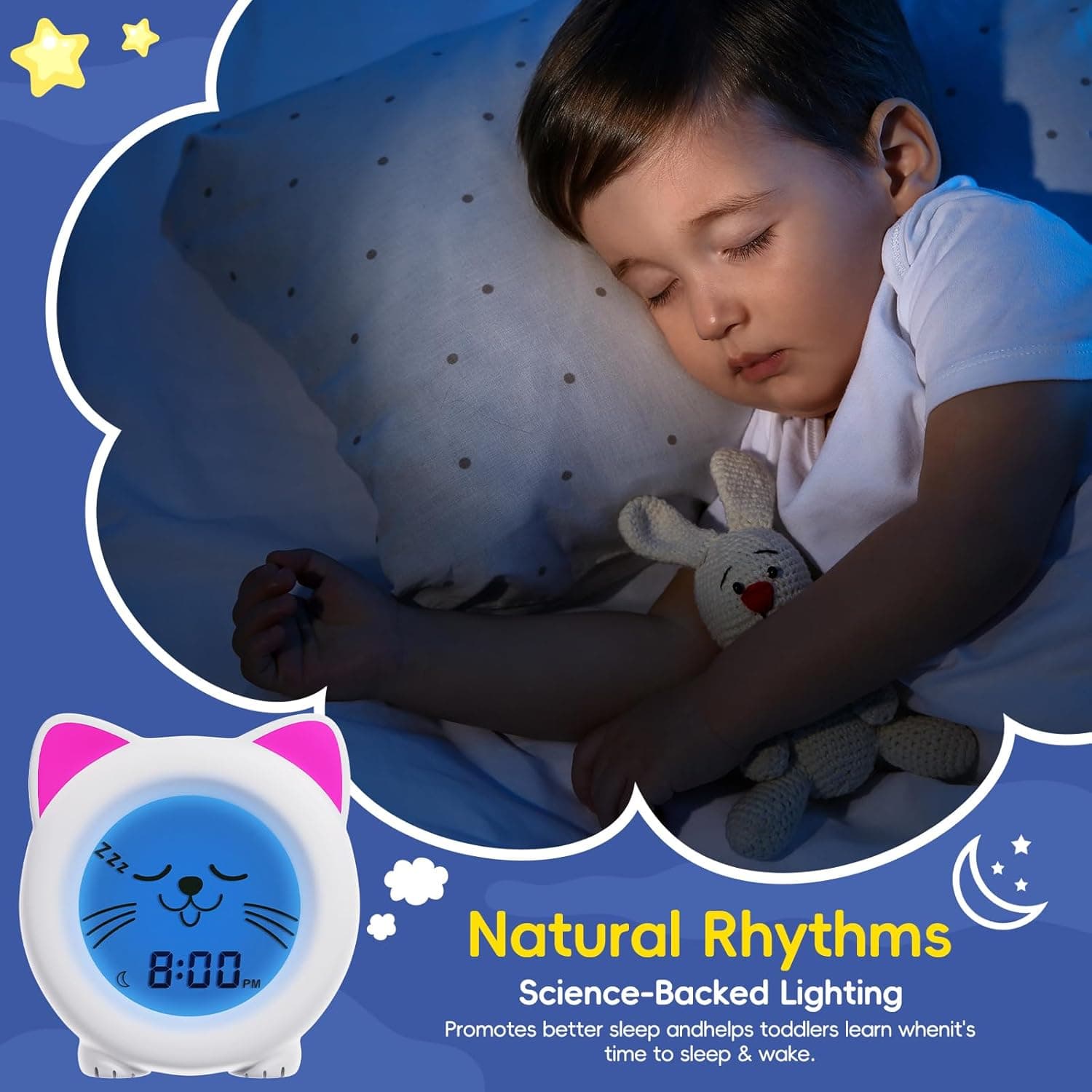 B&H Sleep Trainer Clock for Toddler - Cute Cat Design thumbnail 5