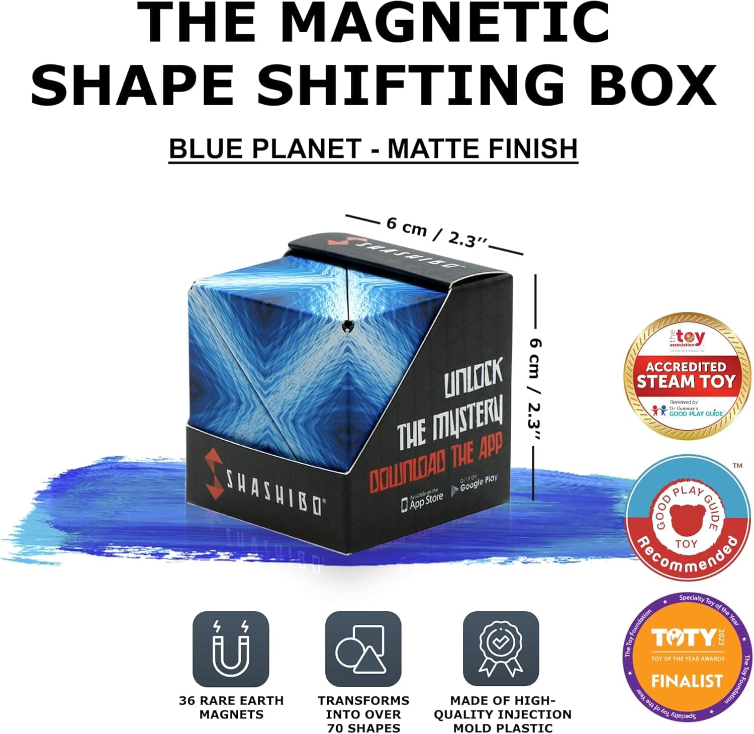 Shashibo Shape Shifting Box - STEM Fidget Toy with Ultra Strong Magnets - Sensory Puzzle Cube Transforms Into 100+ Shapes, Easter Basket Stuffers Gift for Kids, Teens, and Adults (Blue Planet) : Toys &amp; Games thumbnail 3