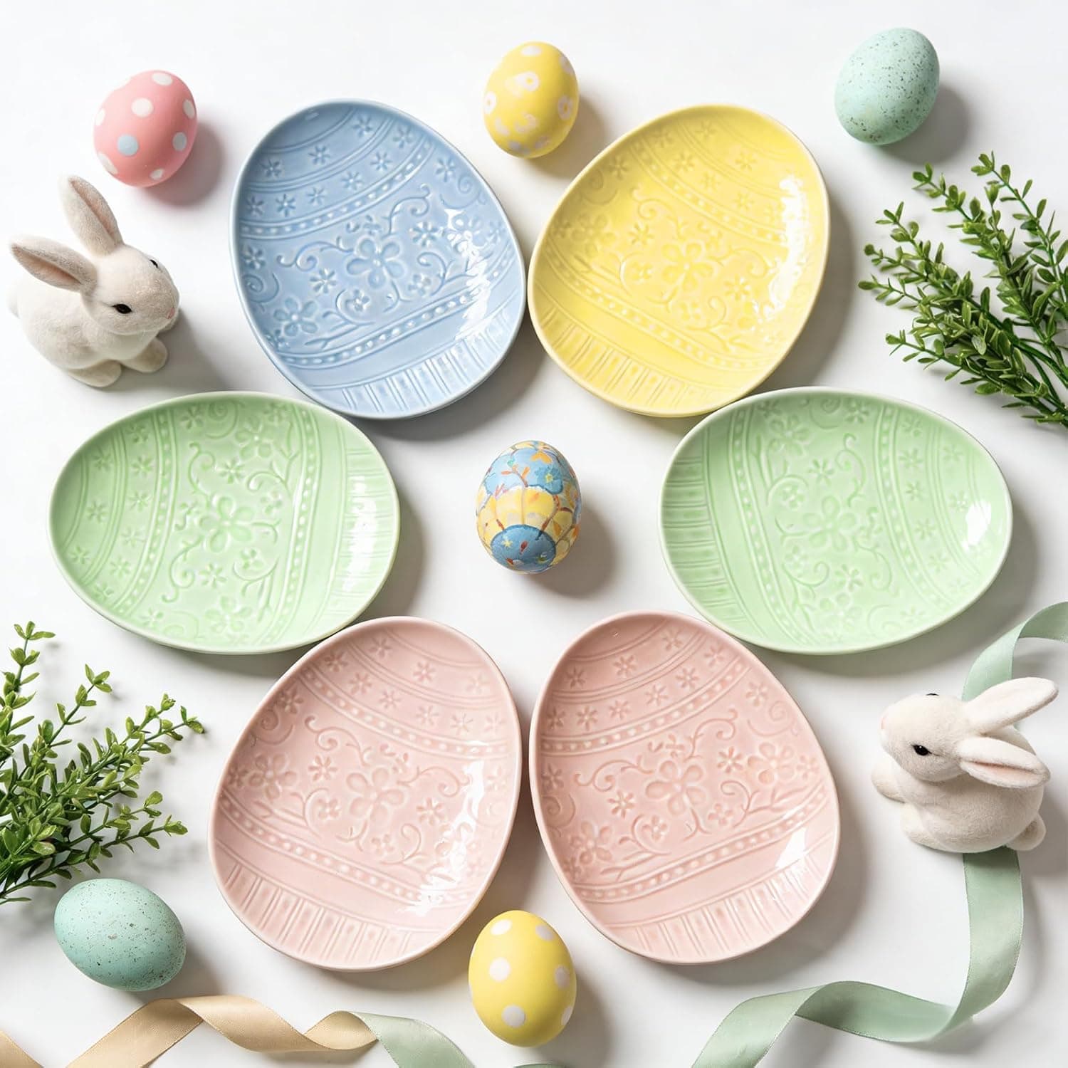 Havawish 4 Pack Easter Pastel Ceramic Dessert Plates thumbnail 5