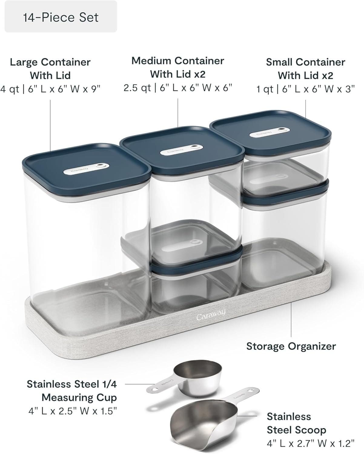 Caraway 13-Piece Glass Airtight Food Storage Containers with Lids in Navy thumbnail 3