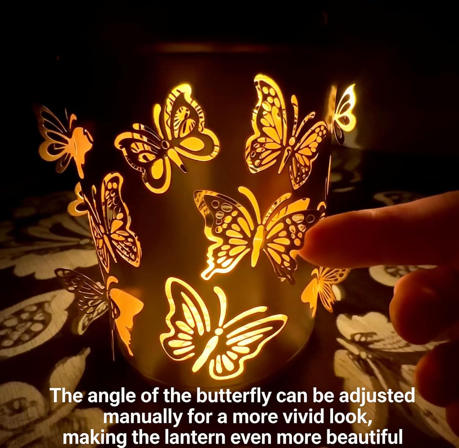 Edenseelake Solar Lanterns Outdoor Waterproof Butterfly Lights, Outdoor Hanging Lanterns for Patio, Porch, Yard, Garden Decor : Tools &amp; Home Improvement thumbnail 4