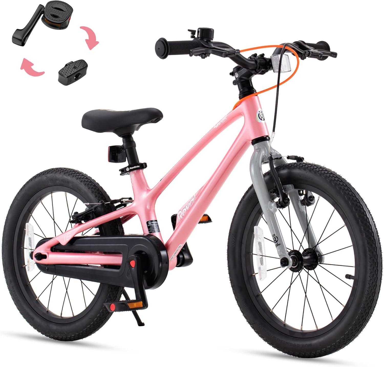 RoyalBaby EZ-Shark Ultra-Light 16 Inch Kids Bike Beginners Learning Bicycle Lightweight Alloy Boys Girls Ages 4+ Years, Pink : Sports &amp; Outdoors image 1