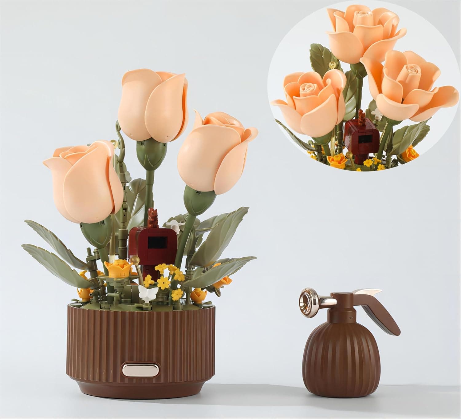 Yushinv Electric Flower Bouquet Building Set with Remote Control Spray-Bottle, 255 PCS,Original Music (Type :Symphony) Motorized Roses Flowers STEM Construction Kit, Automatic Blooming Bouquet : Toys &amp; Games — Easter Gifts gift idea