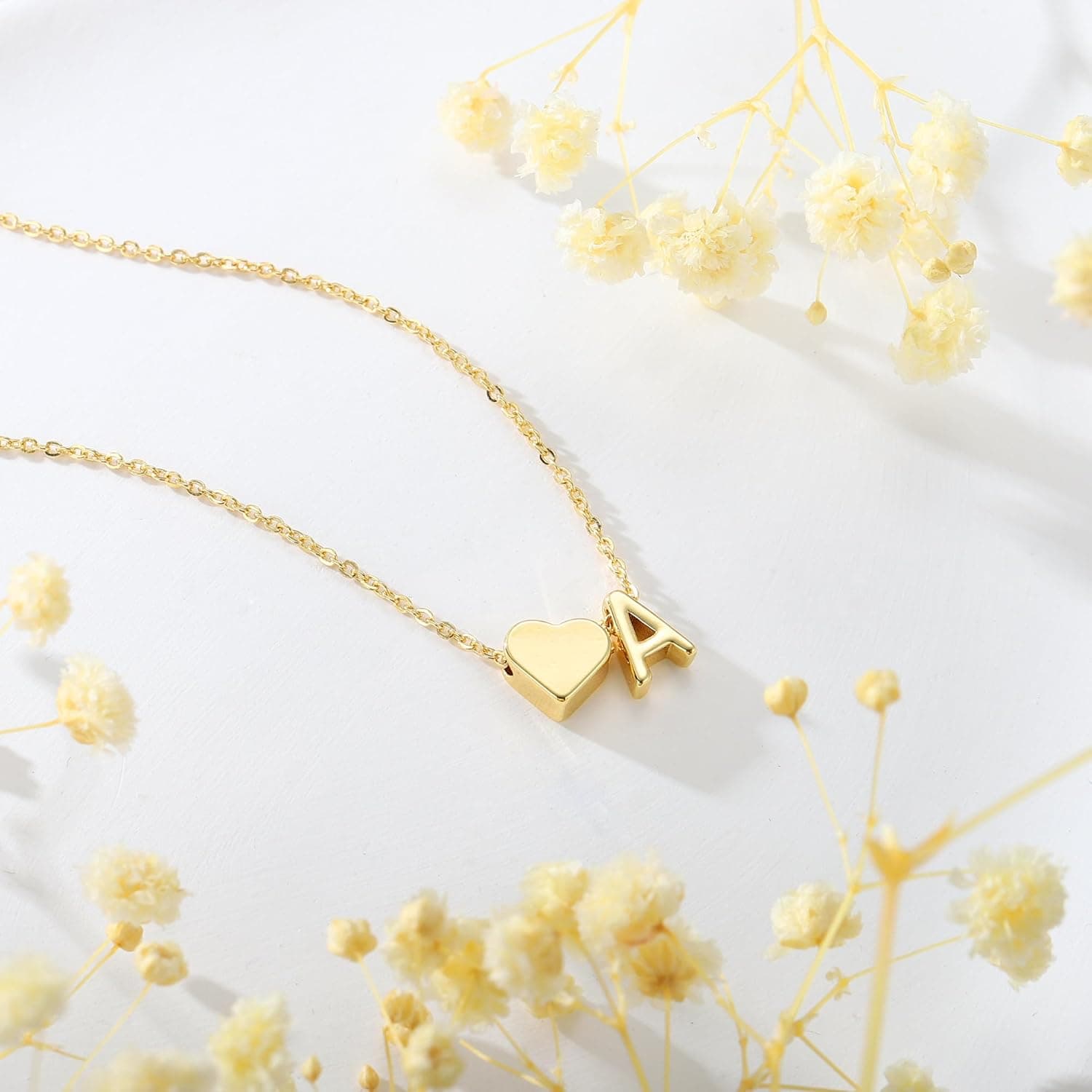 Heart Initial Necklace - Personalized 18K Gold Plated thumbnail 5