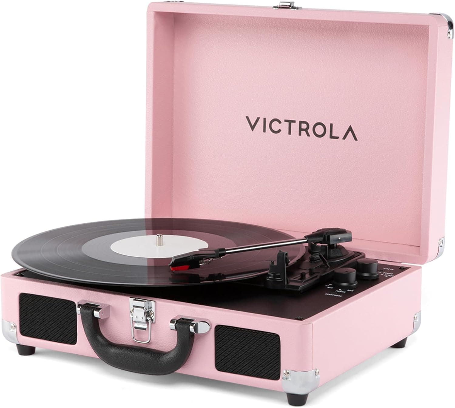 Victrola Journey II (2025 Model) – Bluetooth Suitcase Record Player – Built-in Stereo Speakers with Enhanced Bass, 3-Speed Turntable, Bluetooth Input and Output, RCA &amp; Headphone Outputs (Pink) : Everything Else image 1