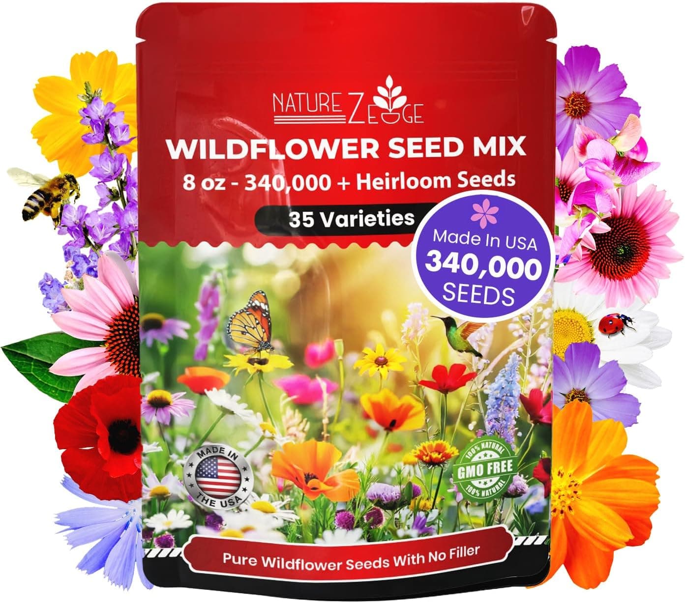 NatureZ Edge Wildflower Seeds - 35 Variety Mix (340,000 Seeds) — Easter Gifts gift idea