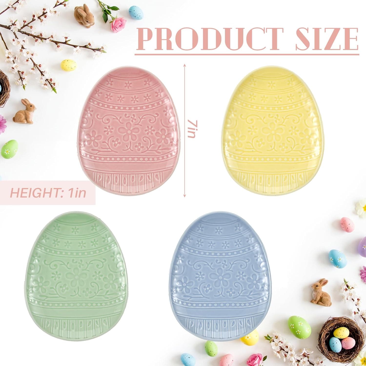 Havawish 4 Pack Easter Pastel Ceramic Dessert Plates thumbnail 2