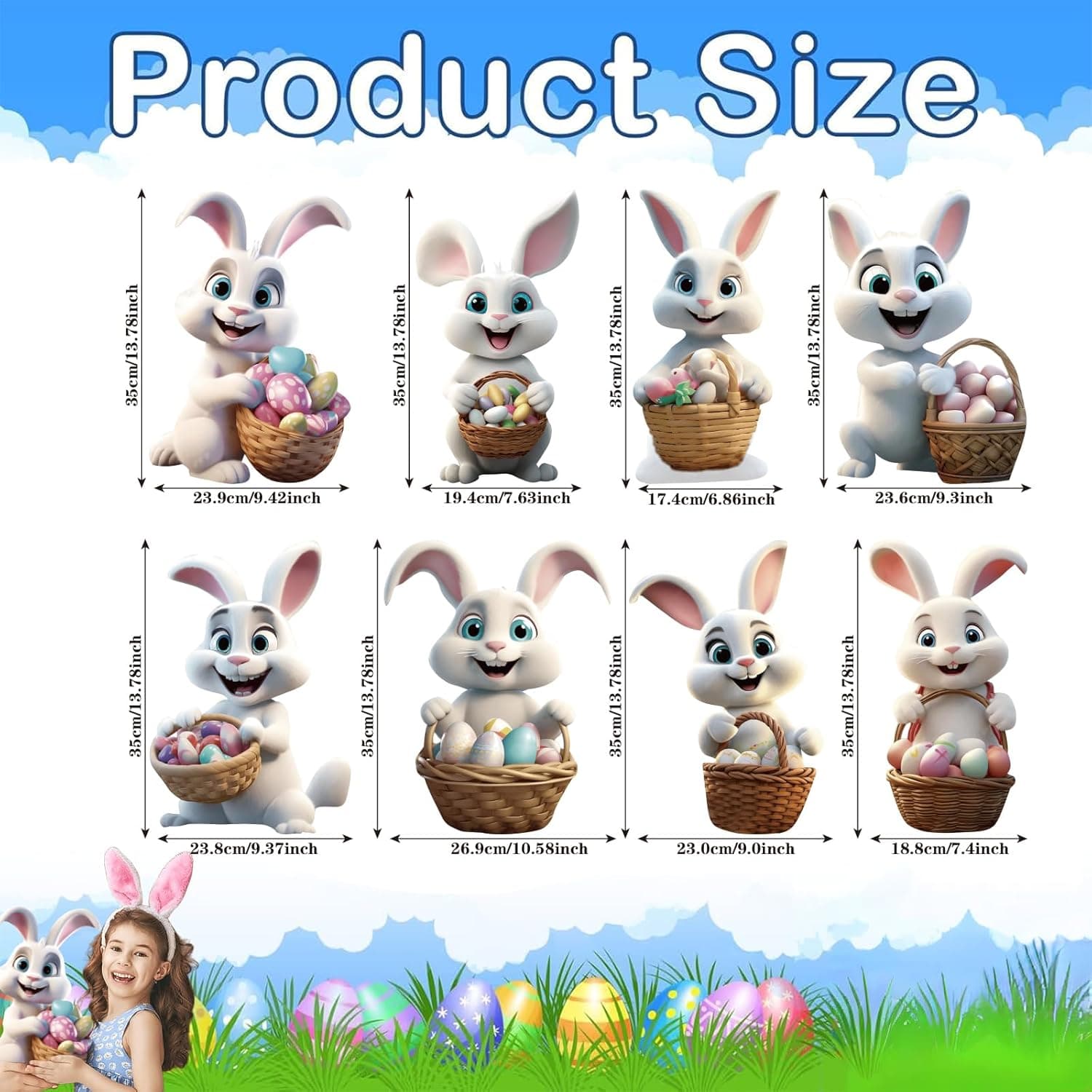 8 PCS Bunny Easter Outdoor Lawn Yard Signs with Stakes thumbnail 3