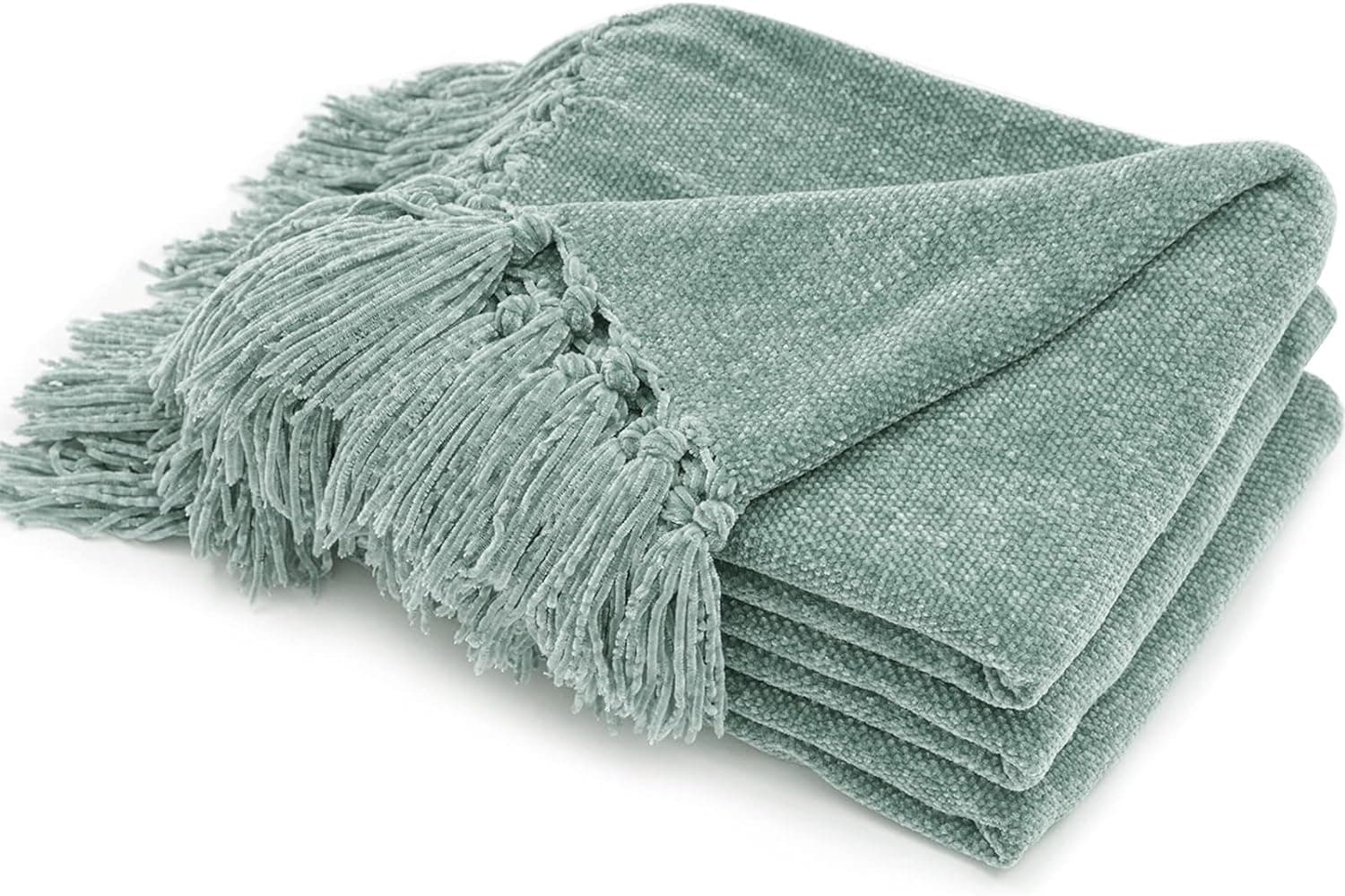 RECYCO Soft Cozy Chenille Throw Blanket with Fringe Tassel image 1