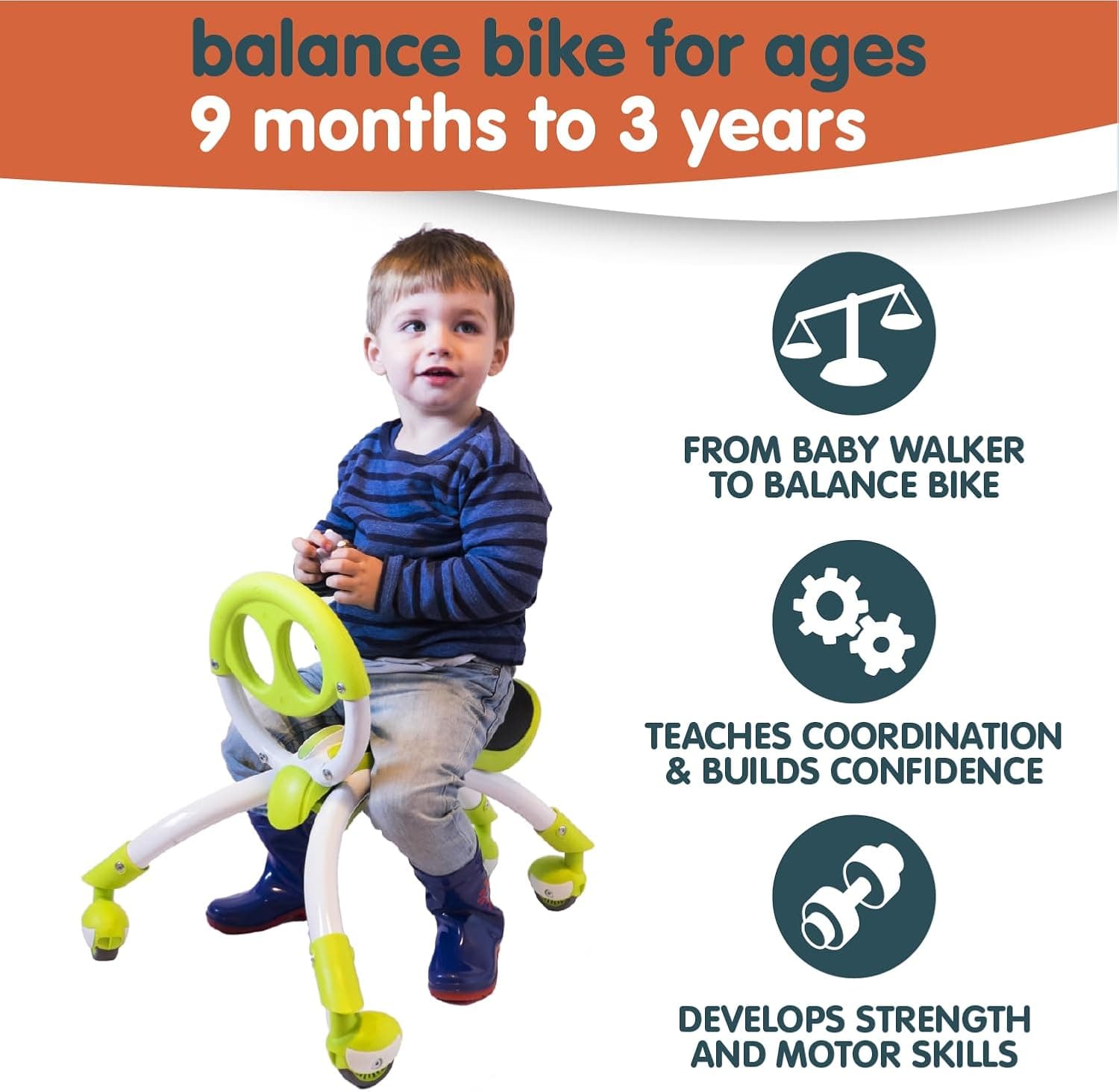 YBIKE Pewi Elite Bike Walking Ride On Toy, Light Green thumbnail 3